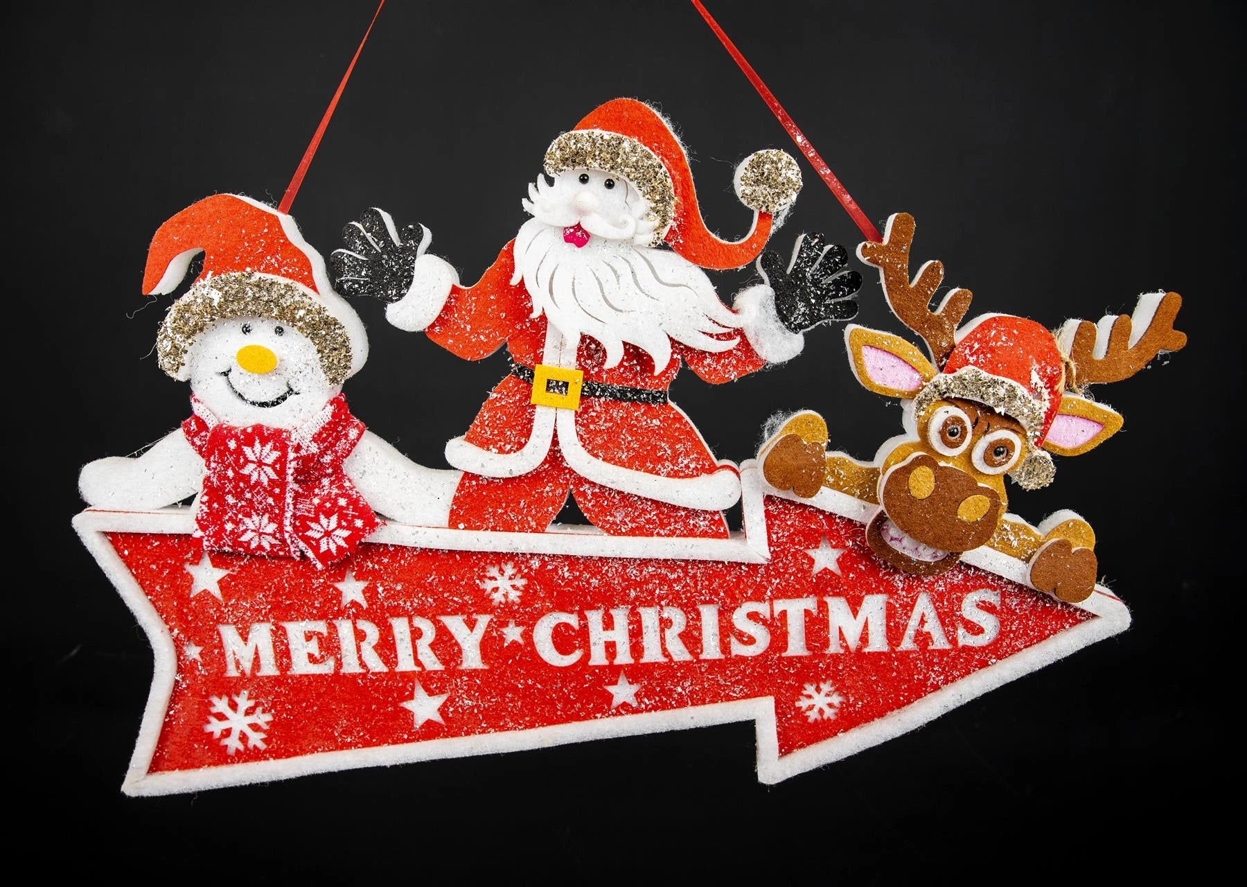 Christmas Hanging Santa Sign Pre Lit Merry Christmas Door Wall Gifts Plaque 70cm
