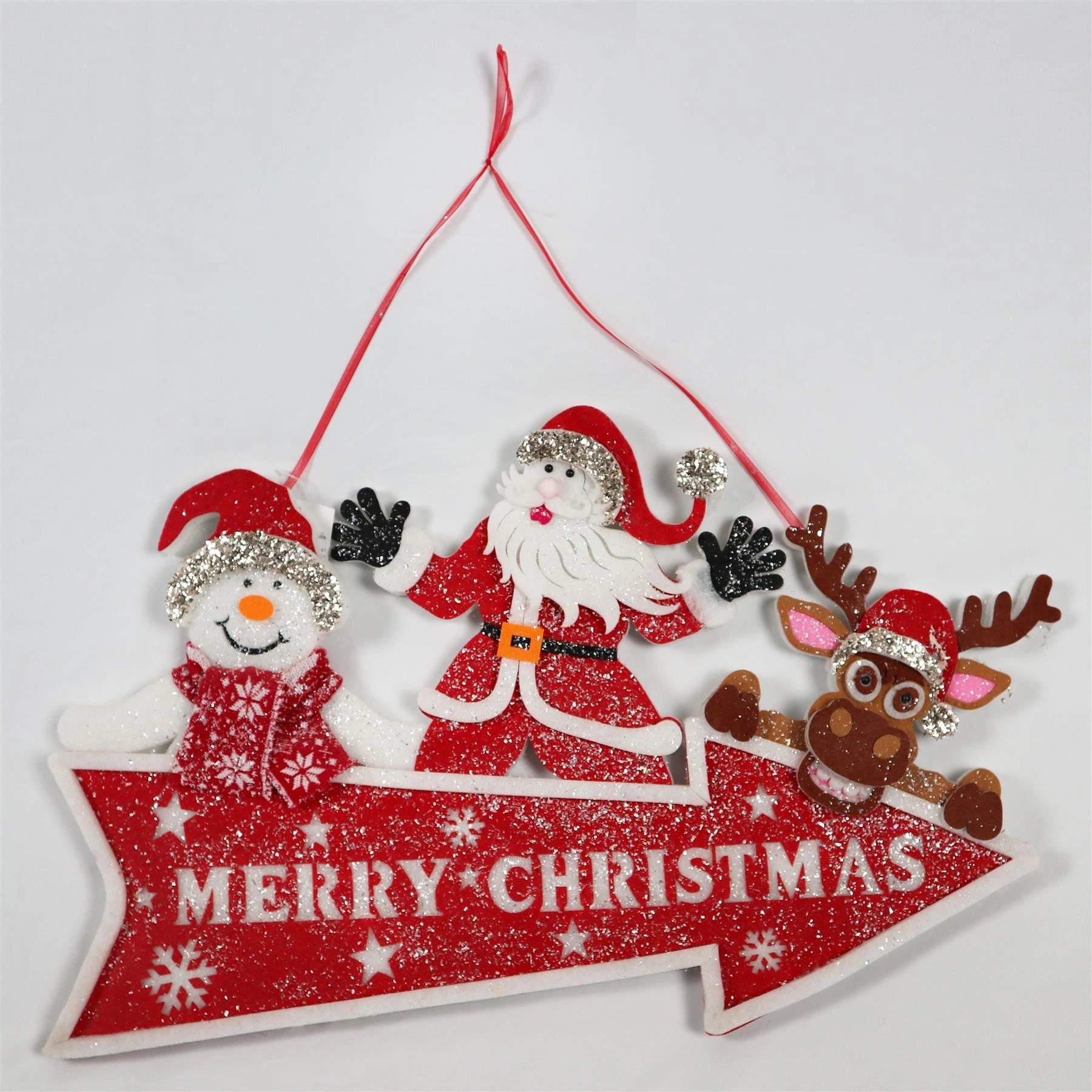Christmas Hanging Santa Sign Pre Lit Merry Christmas Door Wall Gifts Plaque 70cm