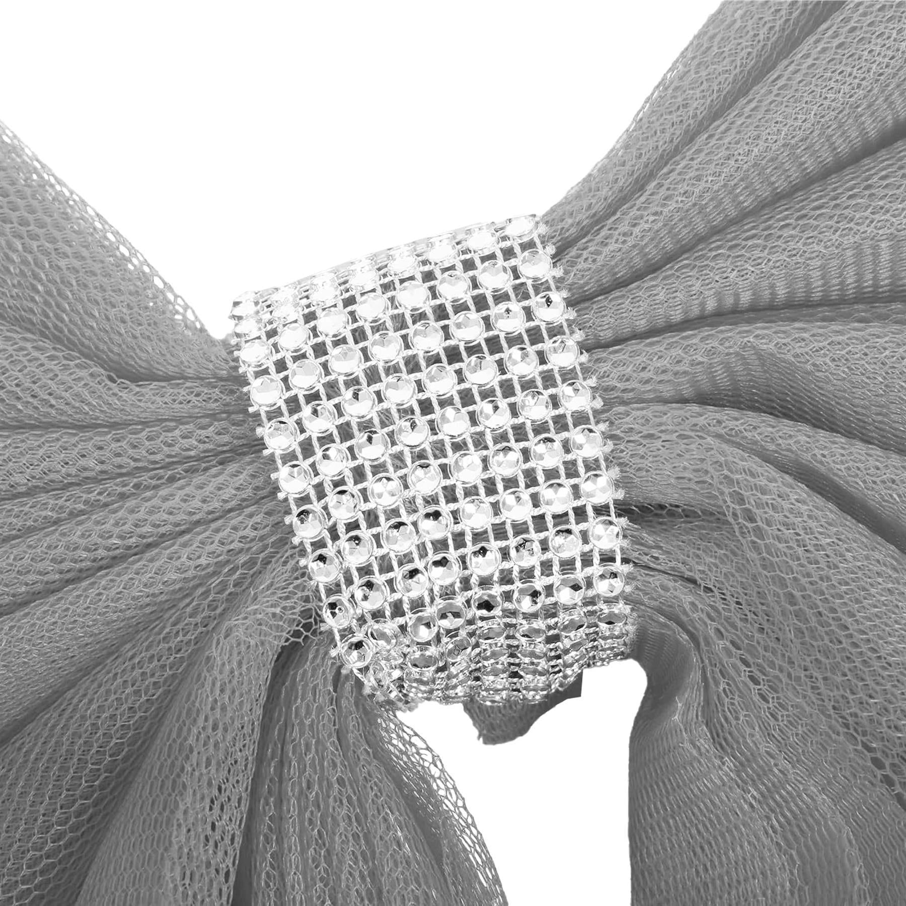 2P Giant Christmas Door Bow Silver Organza Wedding Festive Xmas Home Decor 7.5m