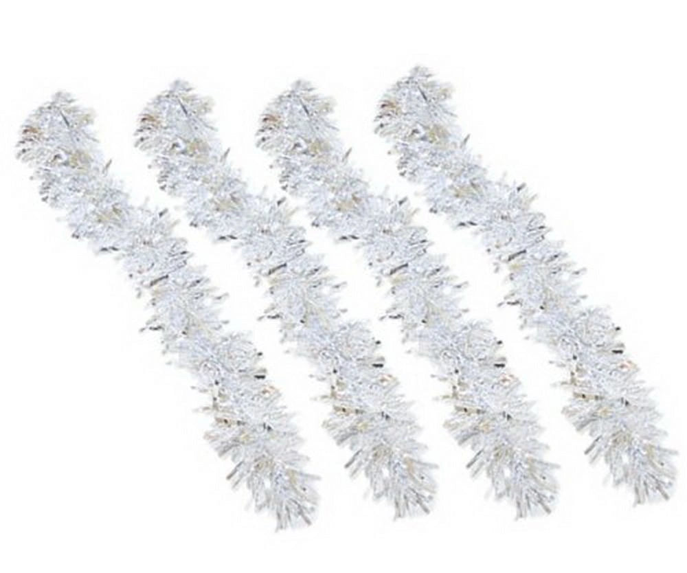 White Silver Thick Chunky Christmas Tree Tinsel Garland Home Decoration 4pc