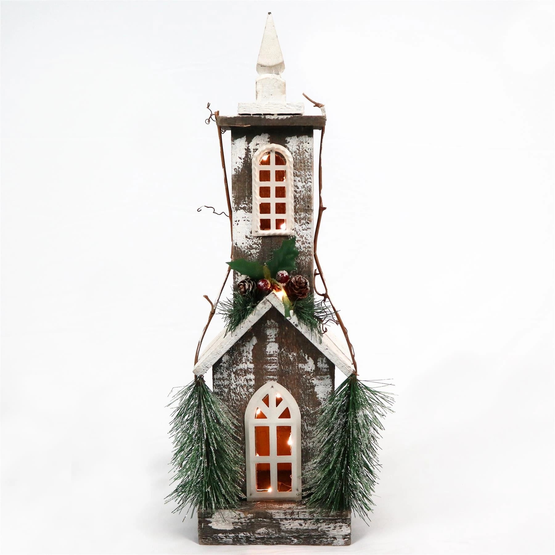 Wooden House Decorative Ornament Figurine Christmas Xmas Party Decorations 52cm
