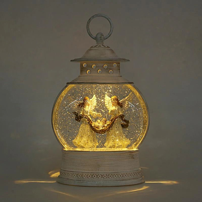 LED Traditional Nativity Scene Lantern Water Glitter Snow Globe Home Decorations