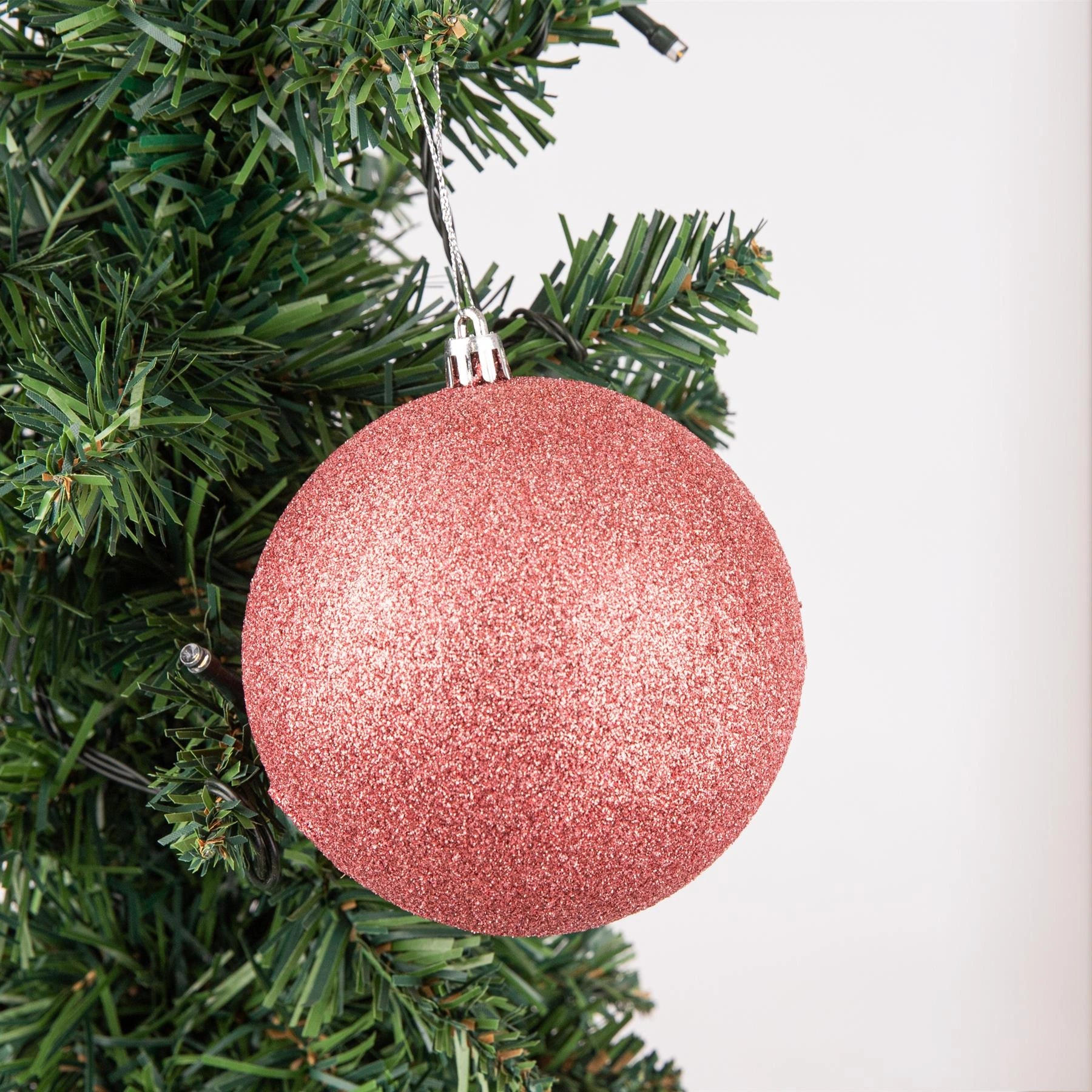 6X Christmas Baubles Tree Ornaments Rose Gold Balls Xmas Hanging Decoration 10cm