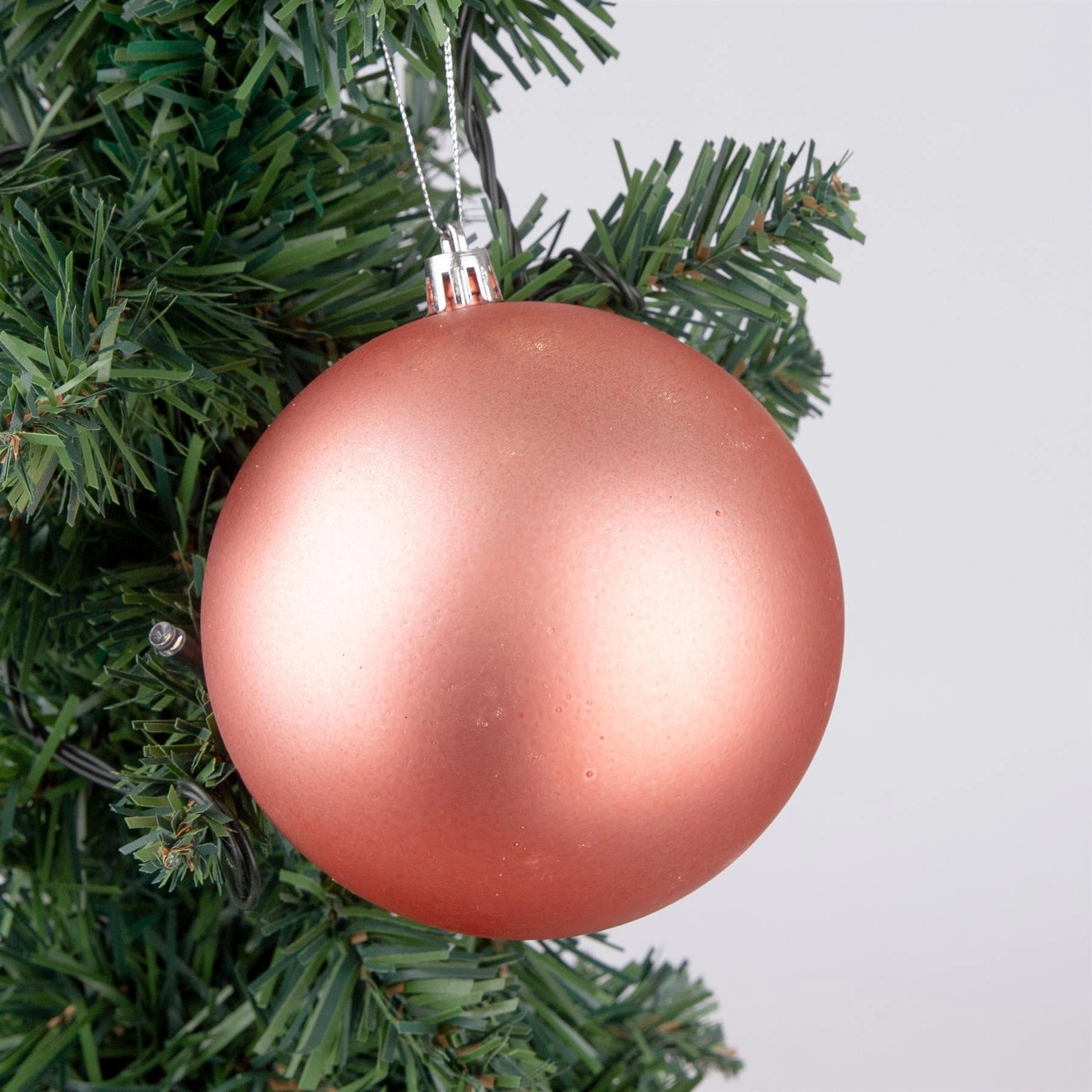 6X Christmas Baubles Tree Ornaments Rose Gold Balls Xmas Hanging Decoration 10cm