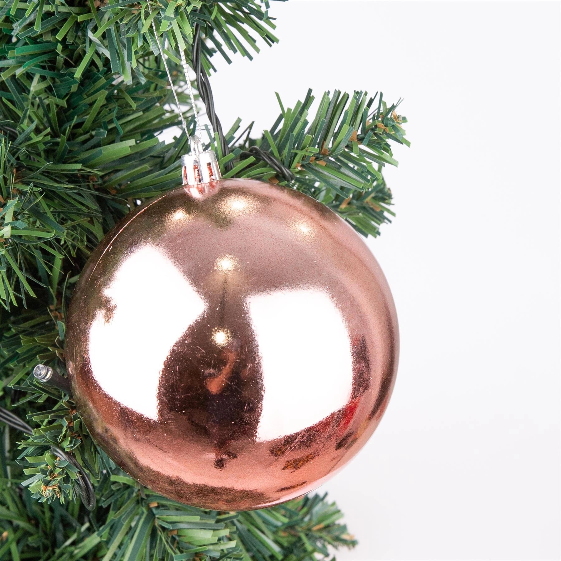 6X Christmas Baubles Tree Ornaments Rose Gold Balls Xmas Hanging Decoration 10cm