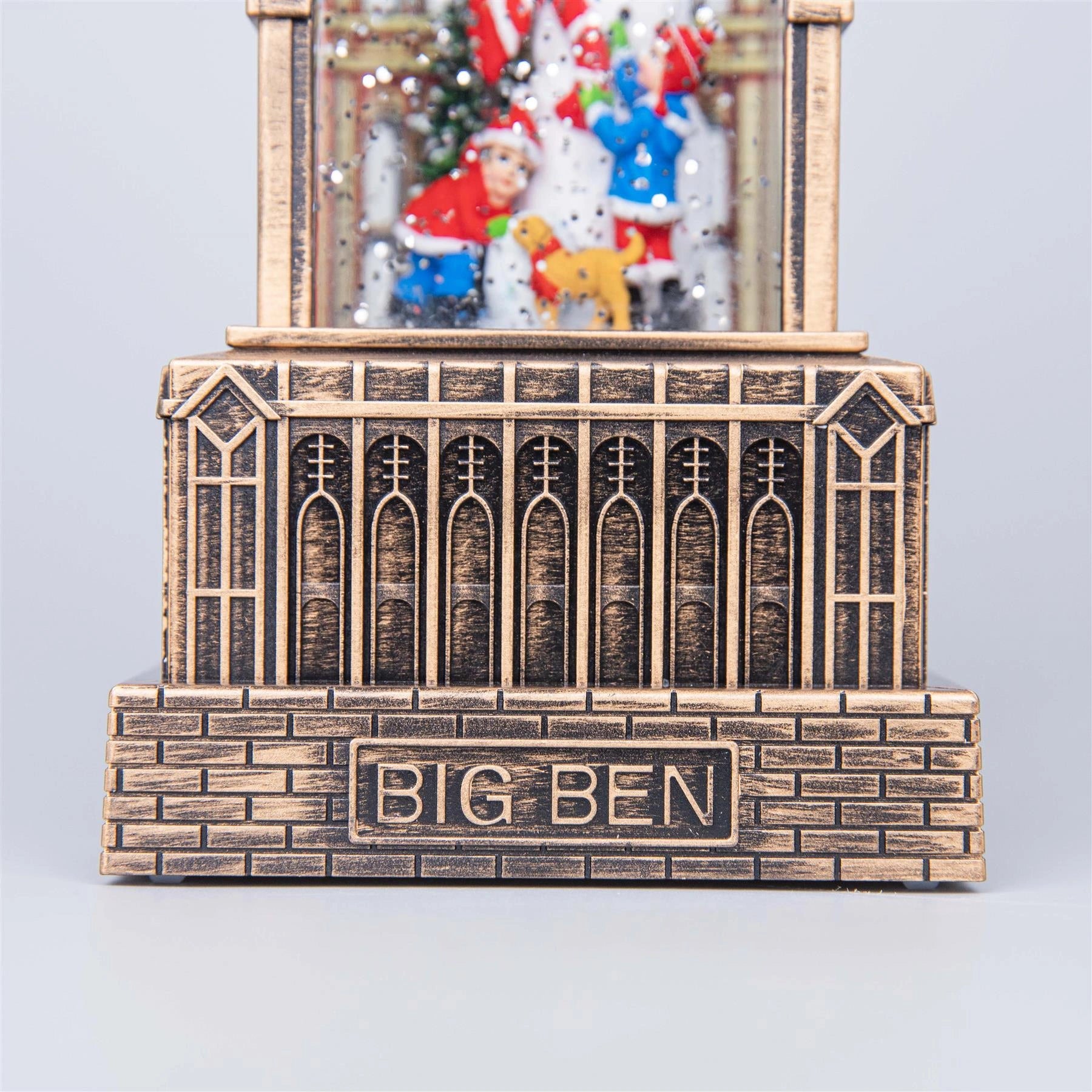Tabletop Decor Novelty Ornament Snowman Big Ben Tower Snow Globe Water Spinner