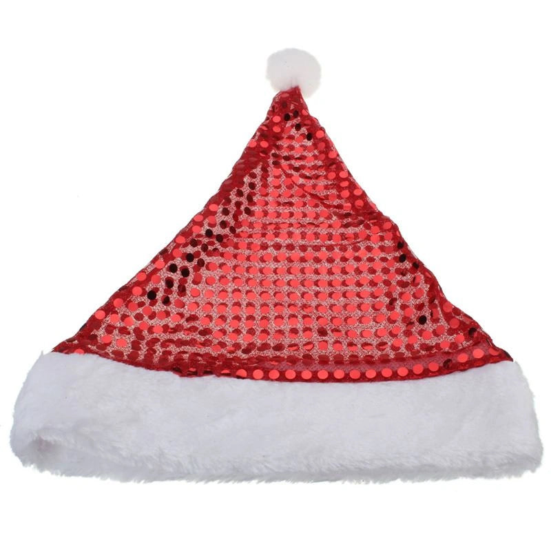 2 X Red Sequin Santa Father Christmas Hat Fancy Dress Party Costume Accessory