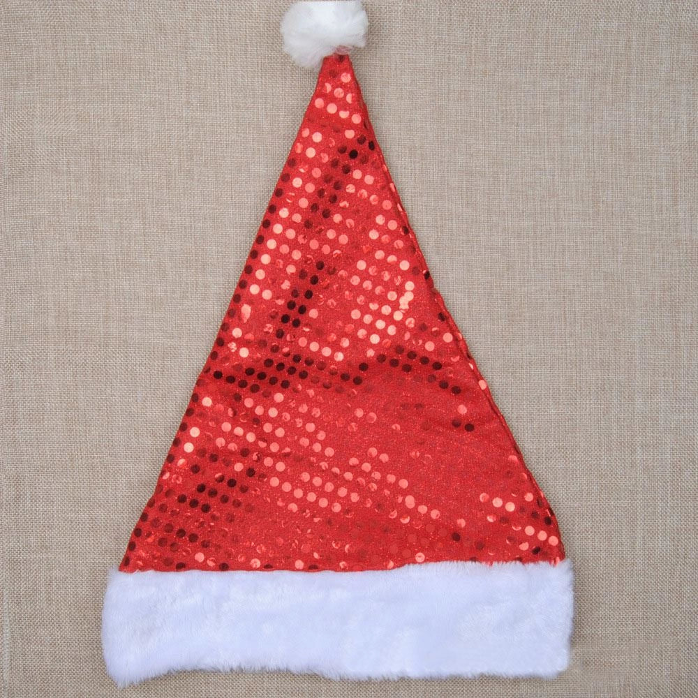 2Pcs Deluxe Santa Father Christmas Hat With Sequin Fancy Dress Costume Accessory