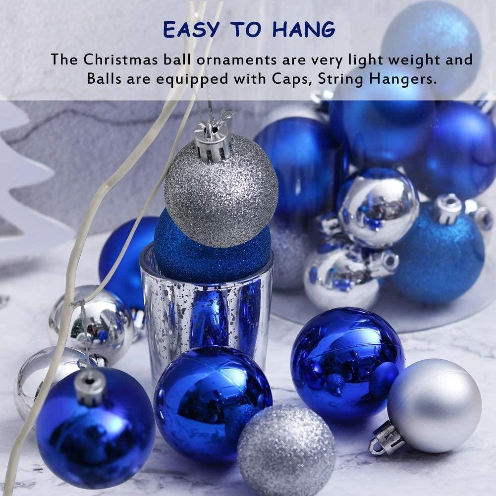 24pcs Christmas Baubles Tree Ornaments Blue Balls Xmas Hanging Decorations 30mm