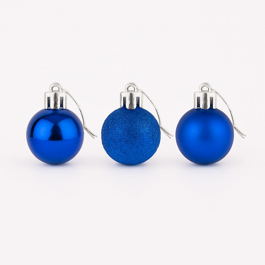 24pcs Christmas Baubles Tree Ornaments Blue Balls Xmas Hanging Decorations 30mm