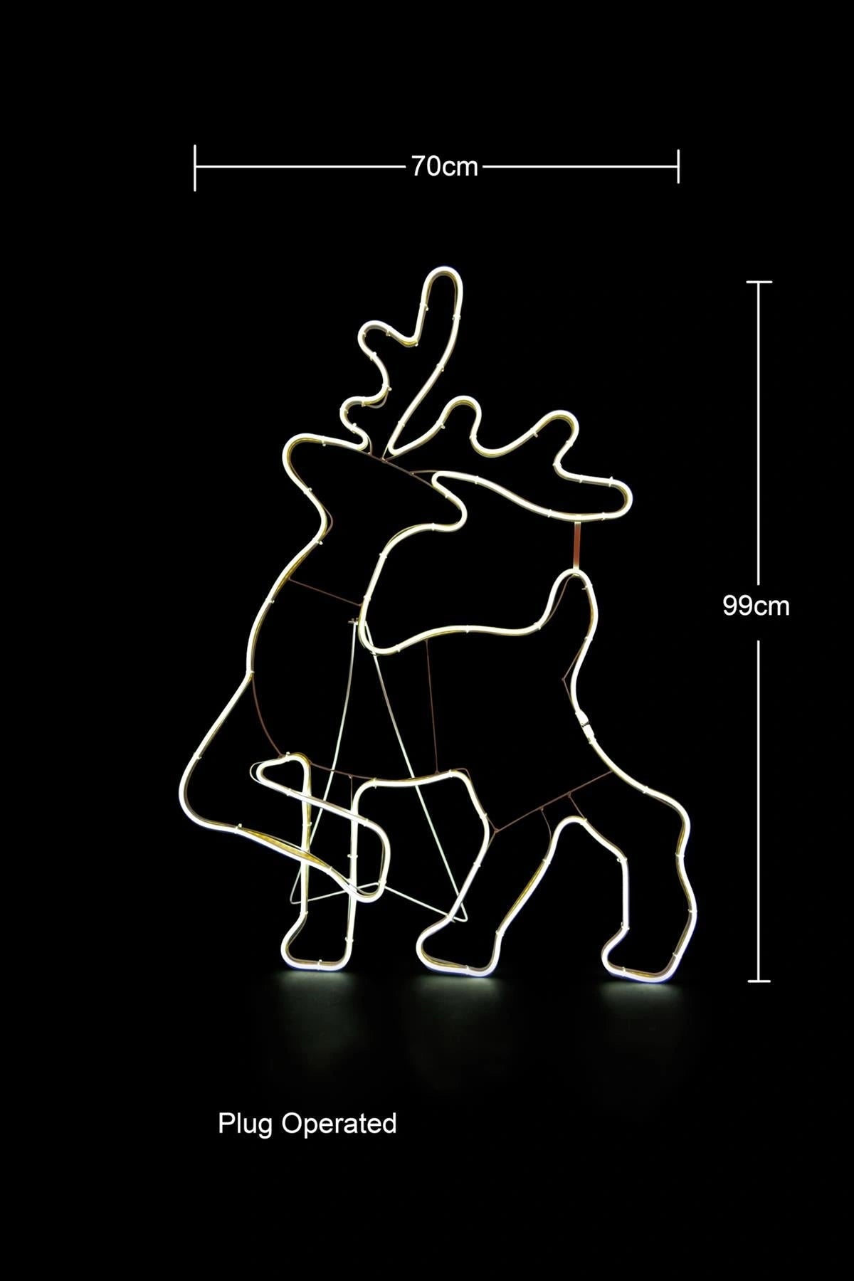 Neon Rope Light Silhouette Christmas Walking Reindeer Outdoor Wall Garden Decor