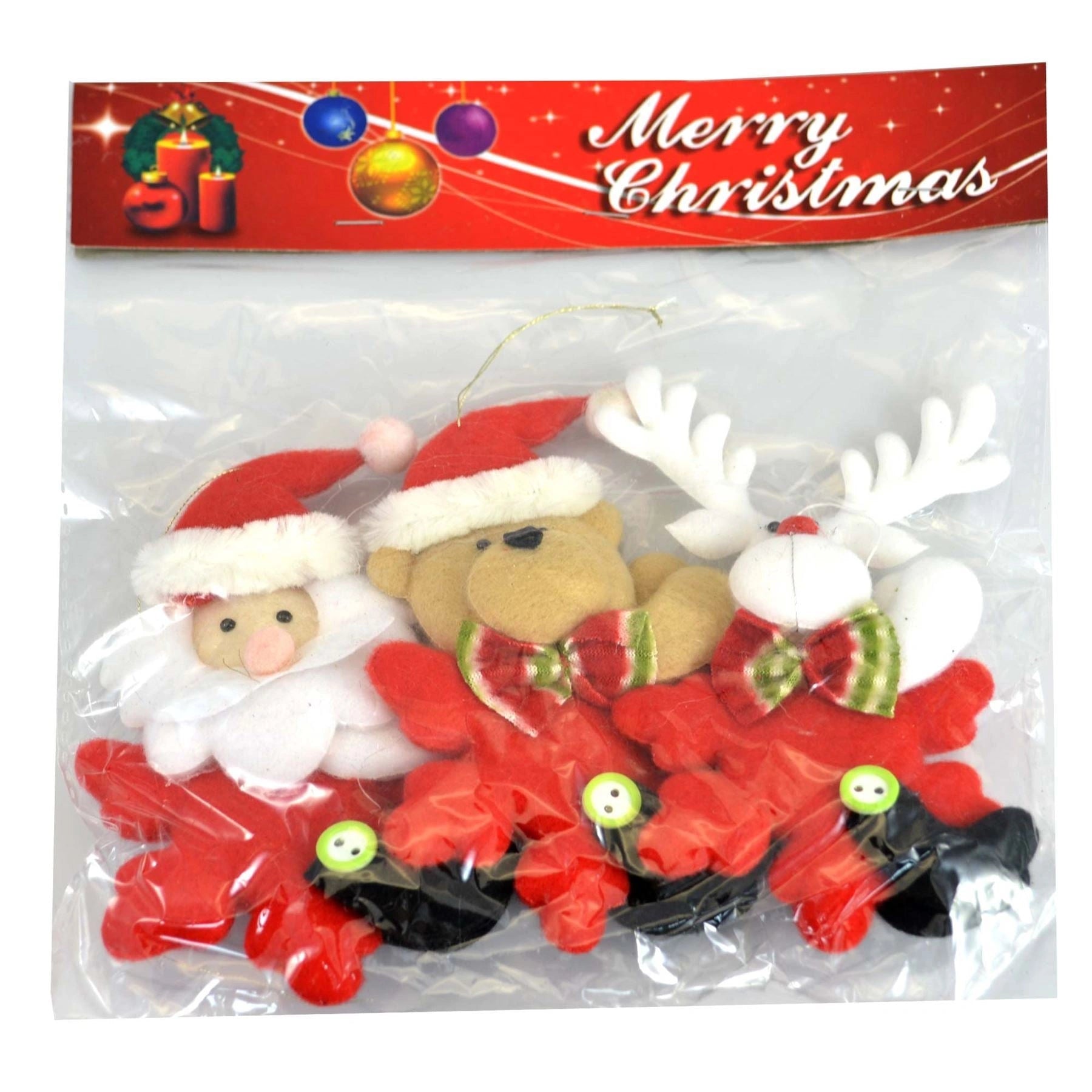 3 Pcs Soft Teddy Novelty Christmas Tree Hanging Decorations Xmas Decor Ornaments