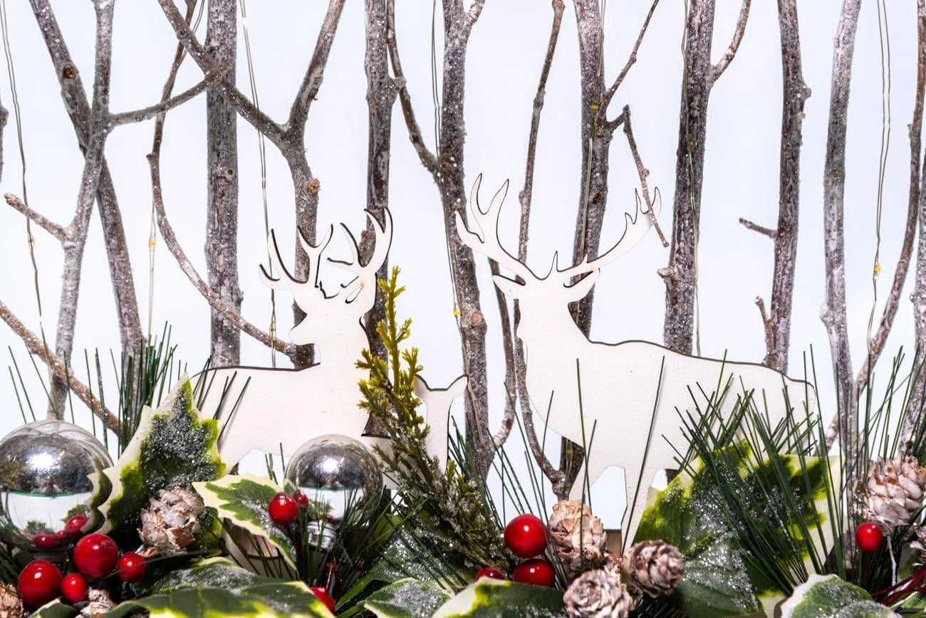 B/O Led Wooden Reindeer Scene - Rectangle Shape - W38Xd6.5Xh25Cm