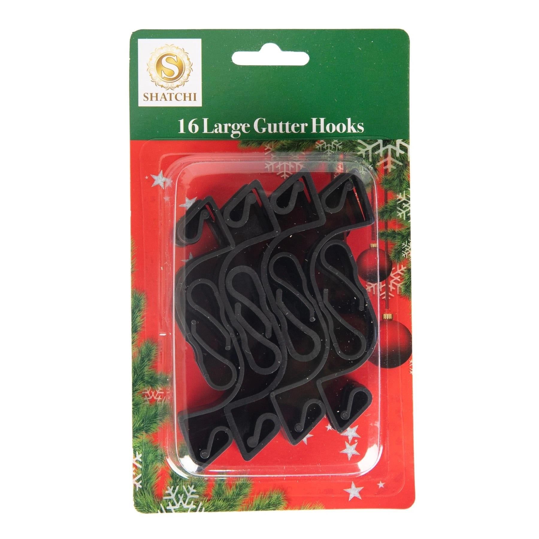 Large Gutter Hooks Christmas Rope String Light Hanger Black Plastic Clips 16pcs