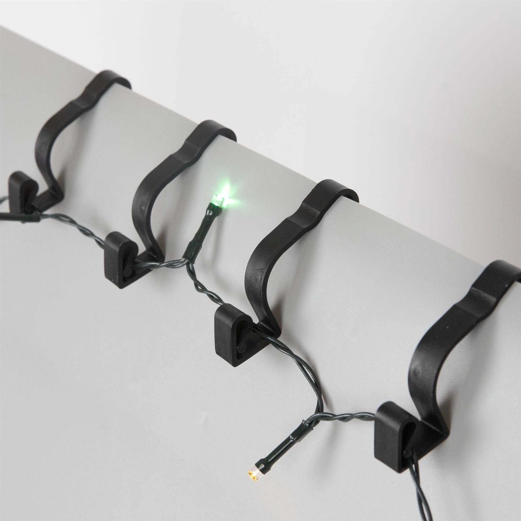 Large Gutter Hooks Christmas Rope String Light Hanger Black Plastic Clips 16pcs