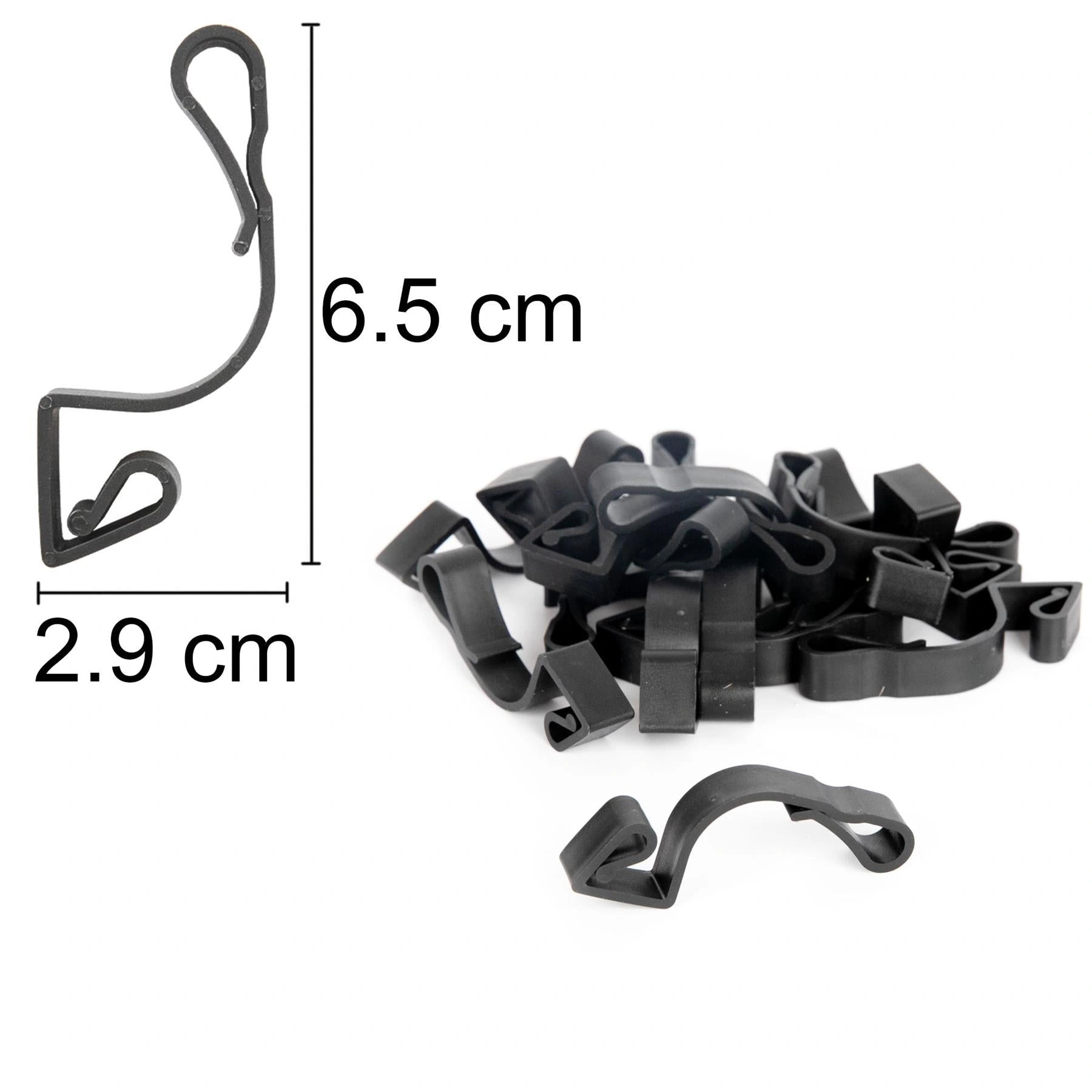 Large Gutter Hooks Christmas Rope String Light Hanger Black Plastic Clips 16pcs