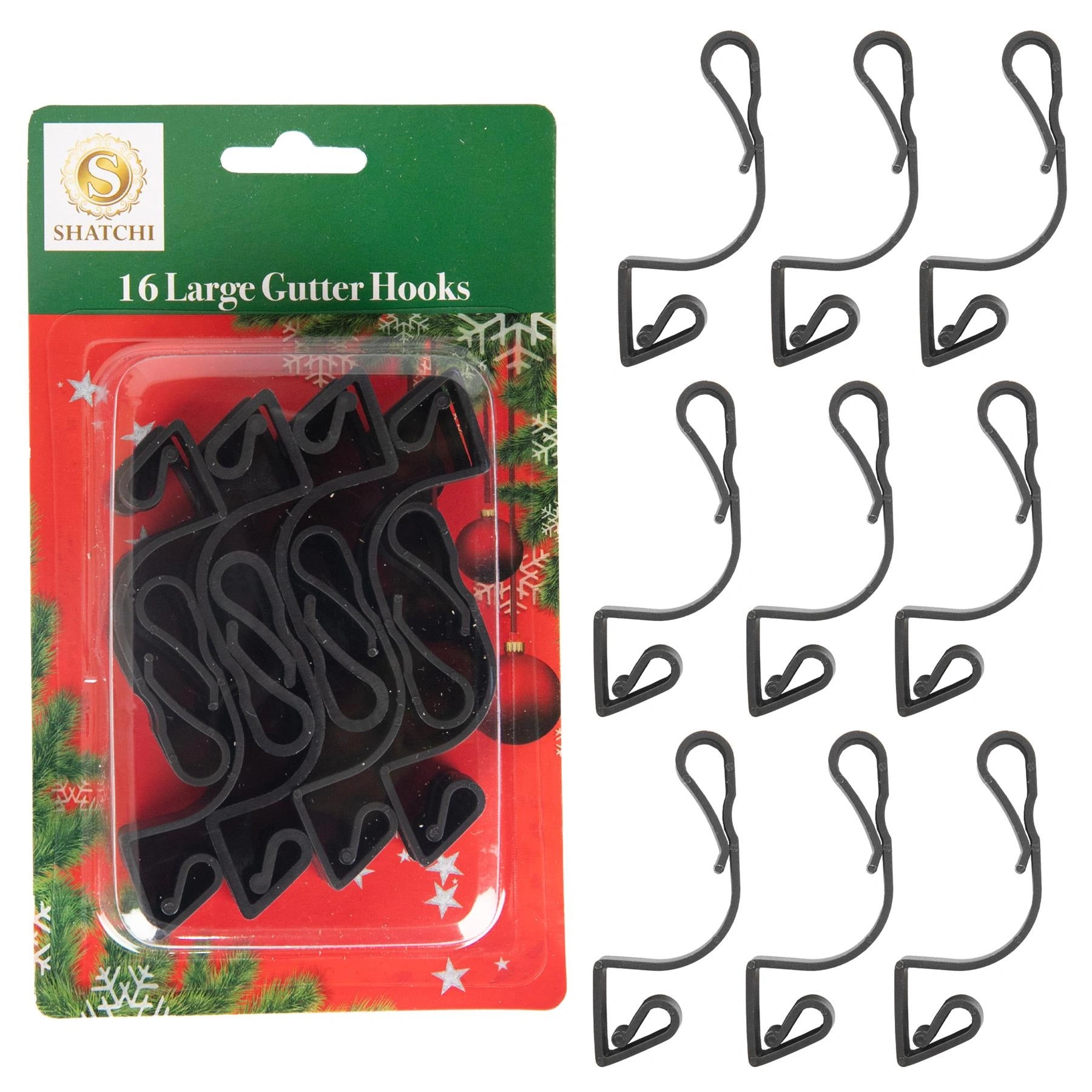 16Pcs Large Gutter Hooks Black
