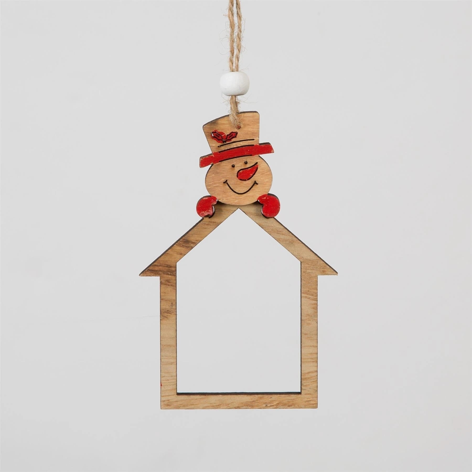 Christmas Wooden Hanging Decoration Home Shape Snowman Head