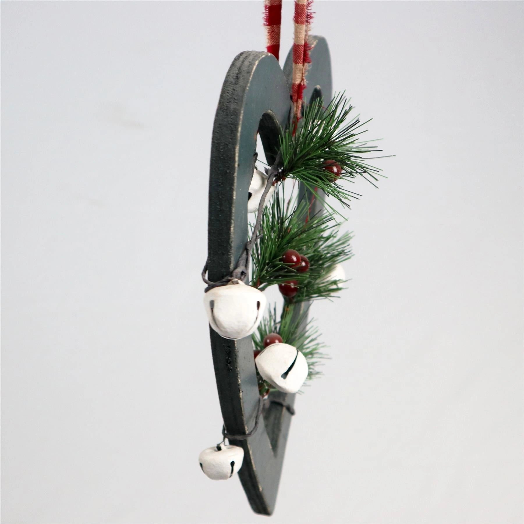 Wooden Green Small Heart Christmas Wall Decorations Home Xmas Party Showpieces