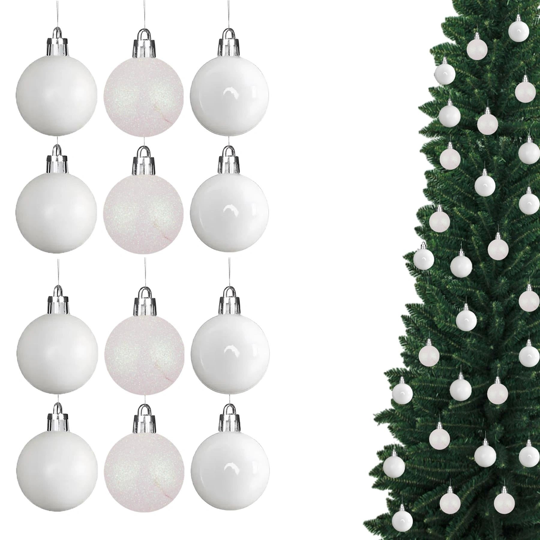 18pcs Christmas Baubles Tree Ornaments White Ball Xmas Festive Hanging Decor 6cm