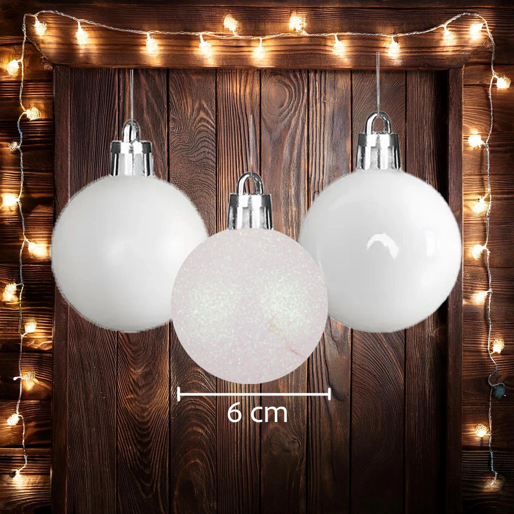 18pcs Christmas Baubles Tree Ornaments White Ball Xmas Festive Hanging Decor 6cm