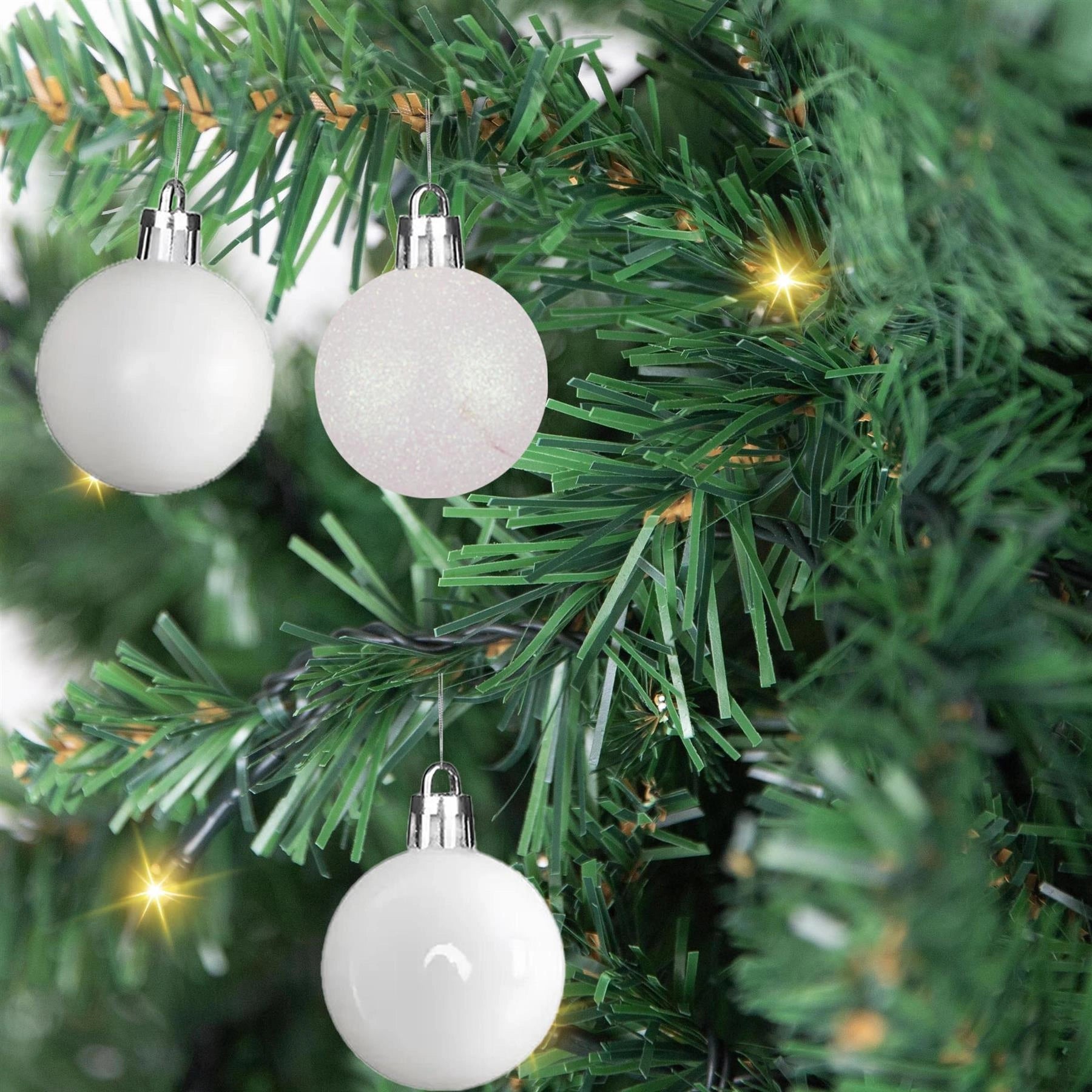 18pcs Christmas Baubles Tree Ornaments White Ball Xmas Festive Hanging Decor 6cm