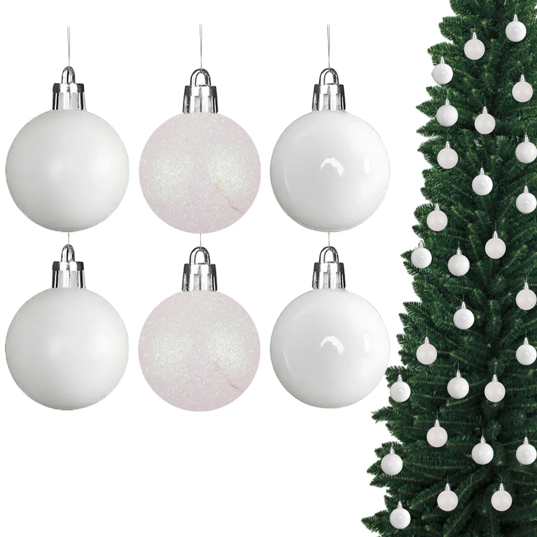 18pcs Christmas Baubles Tree Ornaments White Ball Xmas Festive Hanging Decor 6cm