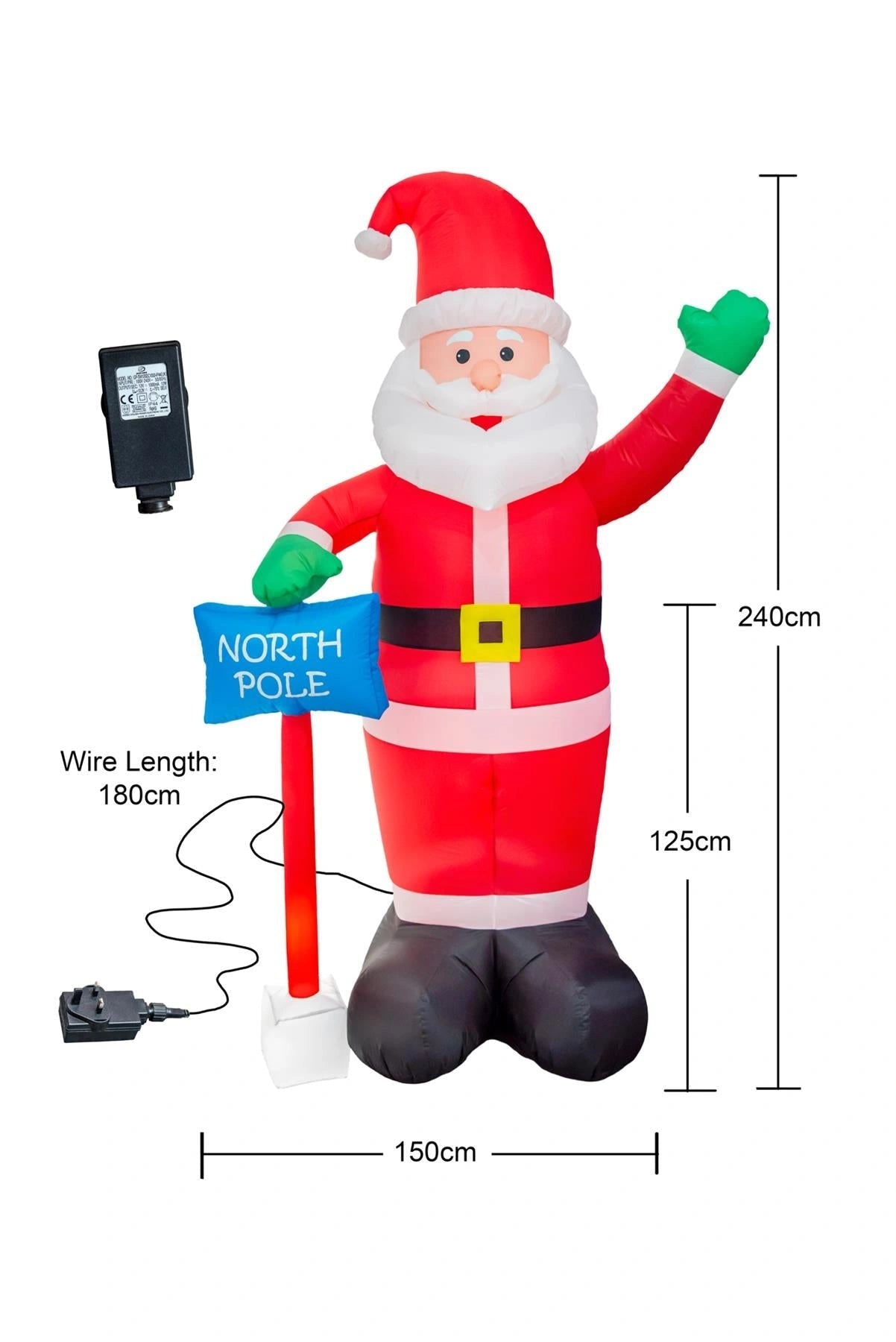 Outdoor Christmas Decoration Inflatable Santa 2.4m Height with LED Lights Giant