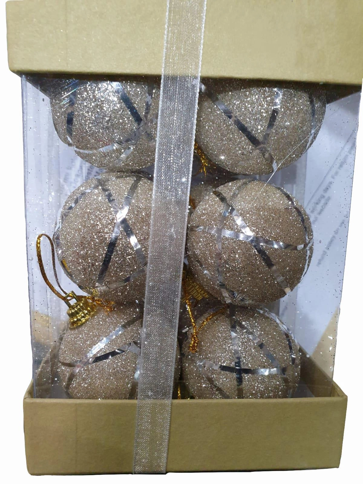 Christmas Baubles Silver 12Pcs Tree Hanging Decorations Ornaments Glitter Balls