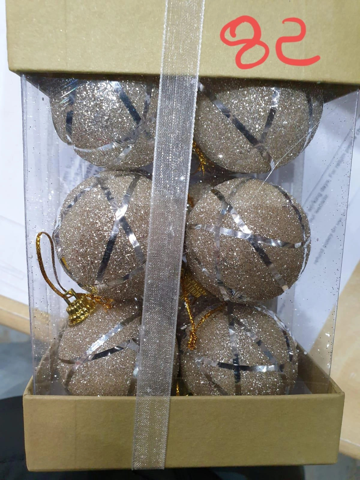 Christmas Baubles Silver 12Pcs Tree Hanging Decorations Ornaments Glitter Balls