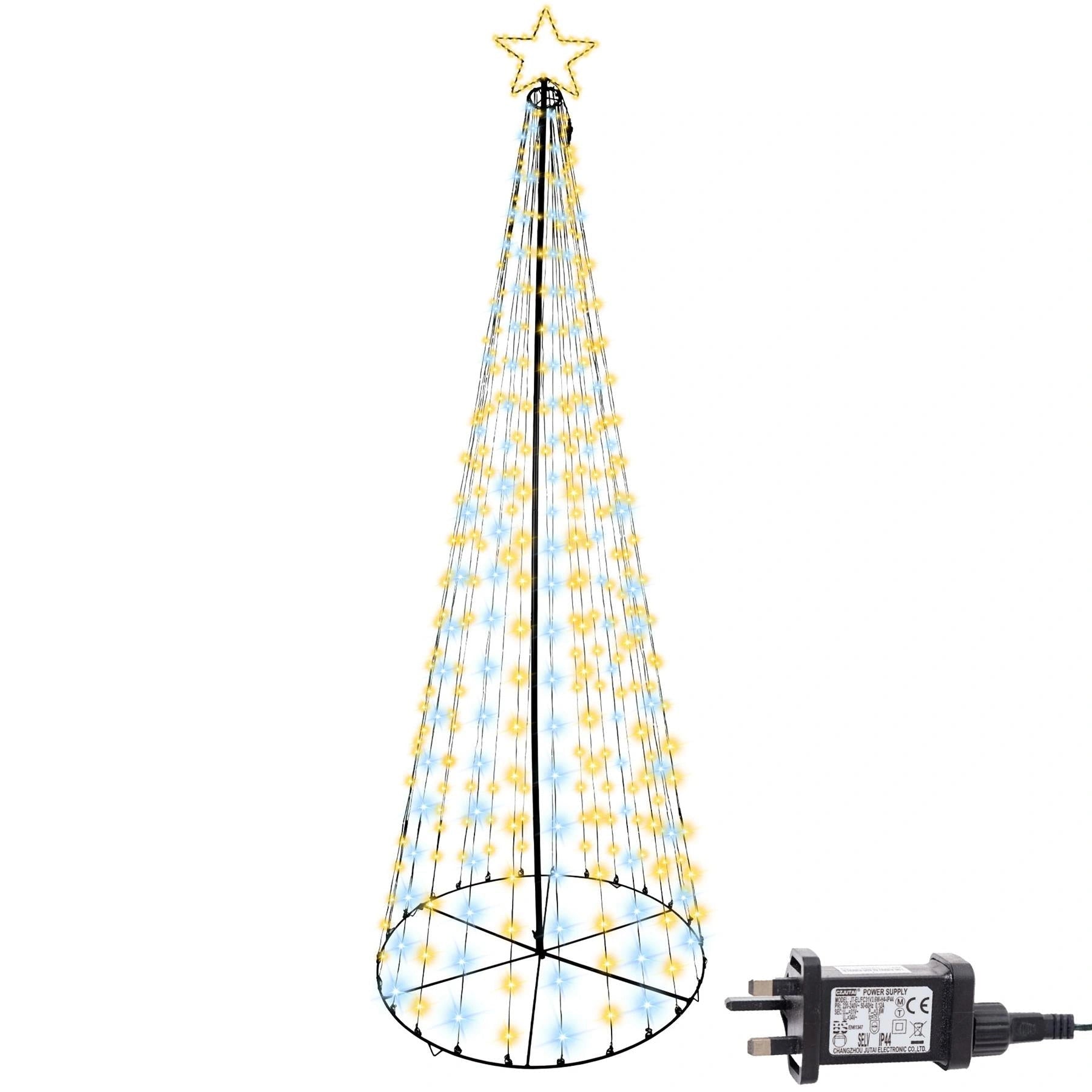 Christmas Cone Tree Maypole Star Topper Multifunction LED Lights Xmas Decor 6FT