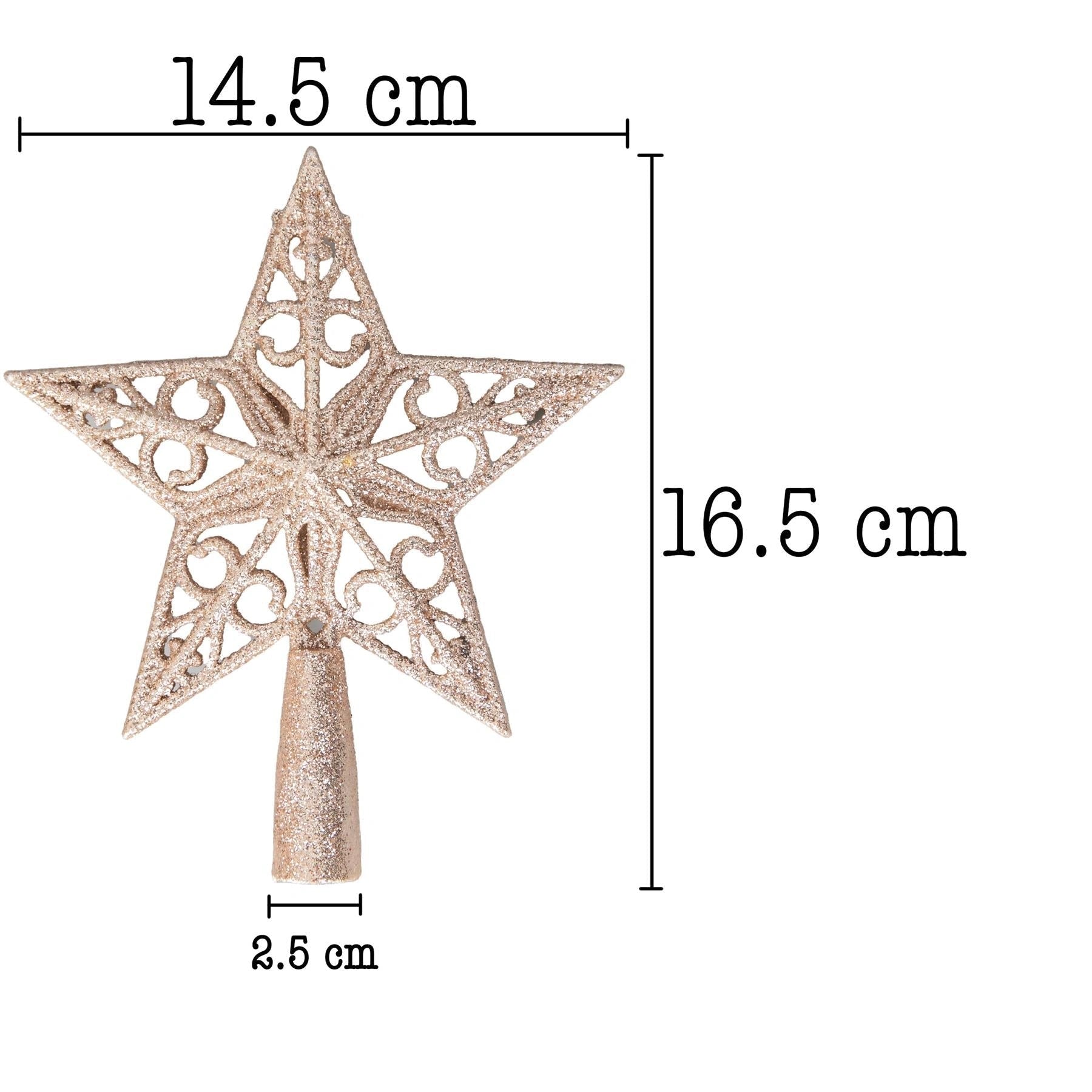 Christmas Star Tree Topper Rose Gold Glitter Crown Xmas Ornaments Decor 14.5cm