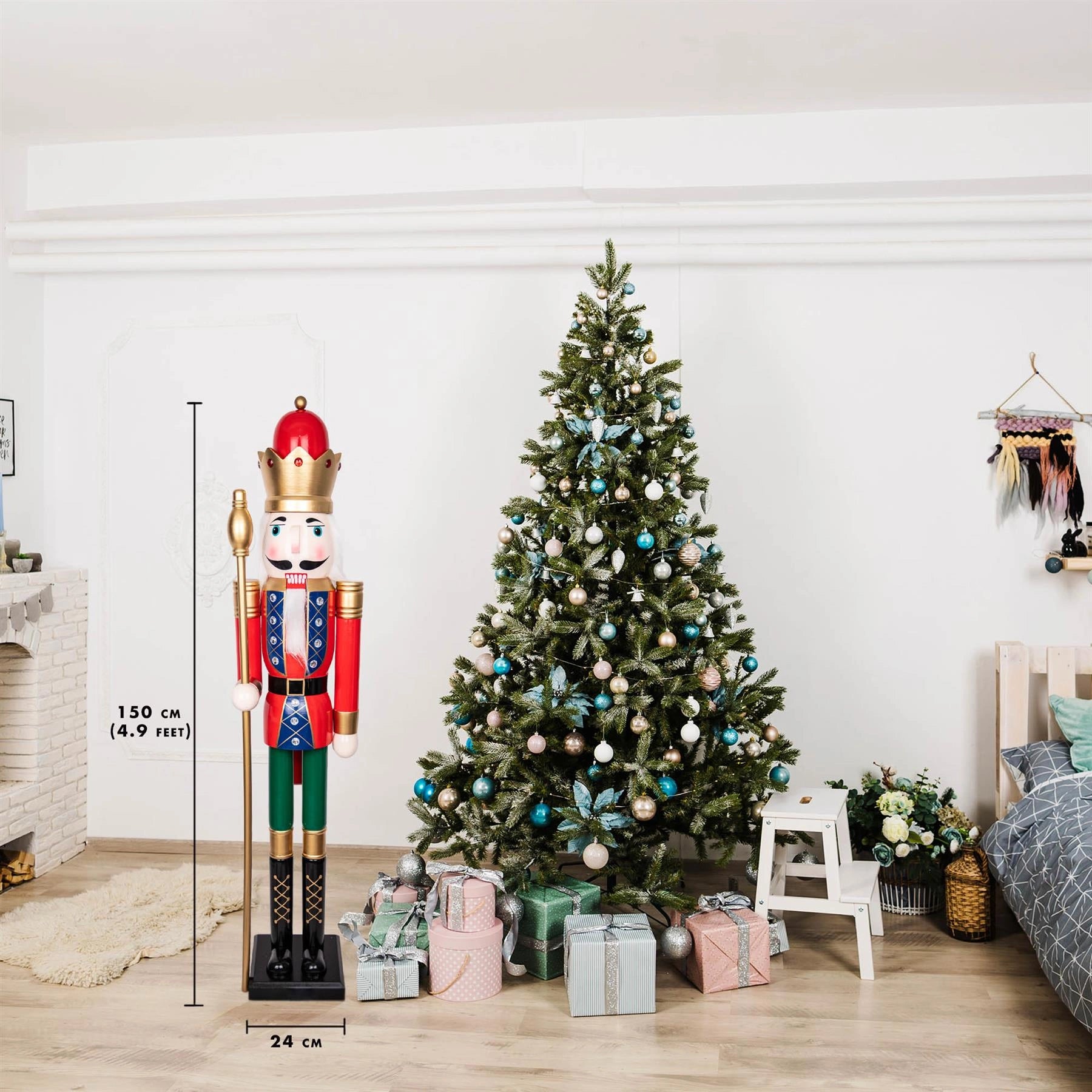 Christmas Tree Nutcrackers Wooden 150cm Figures Classic Xmas Ornament Decoration