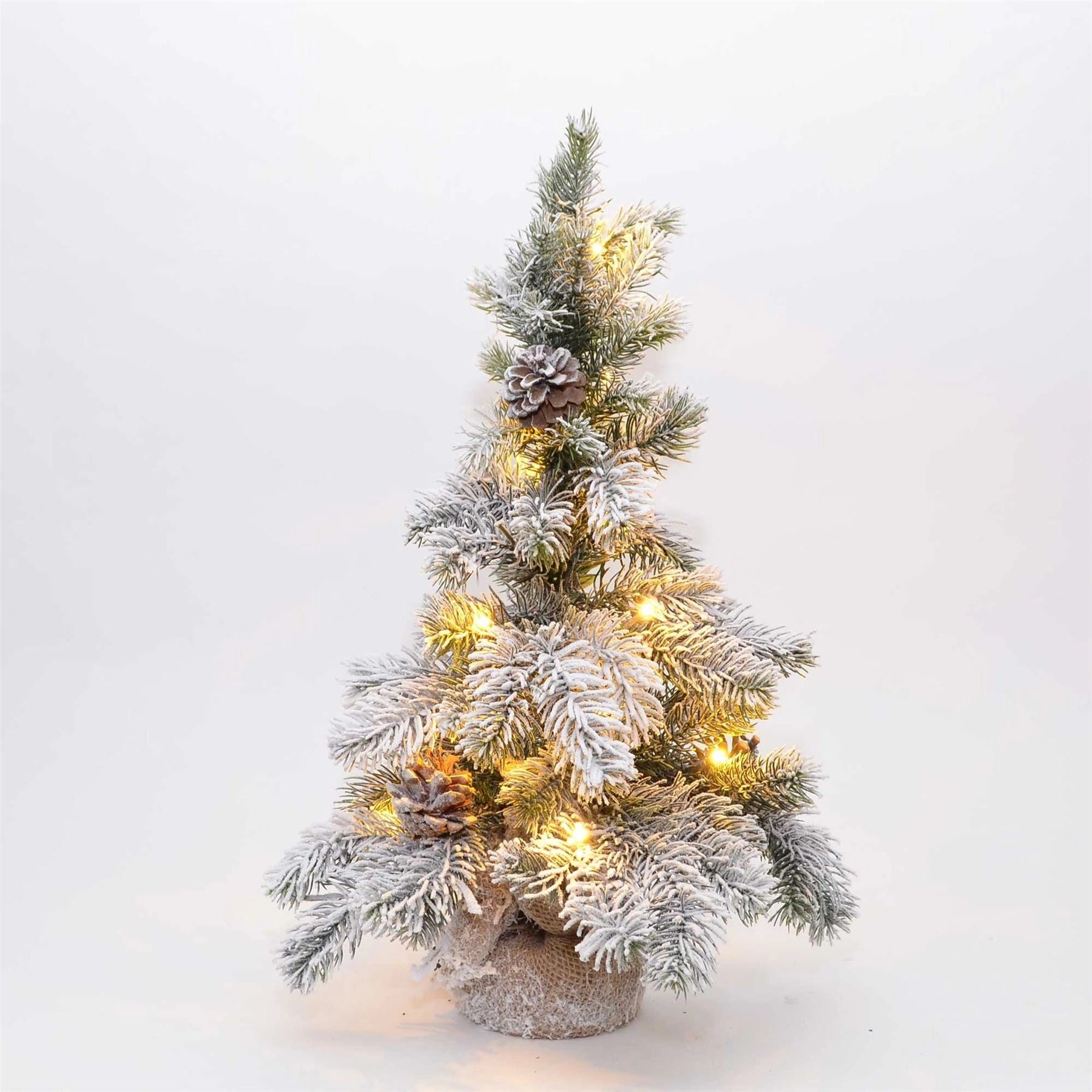 Artificial Frosted Tips Pine Pre-Lit Lights Fiber Optic Christmas Snow Tree 75cm