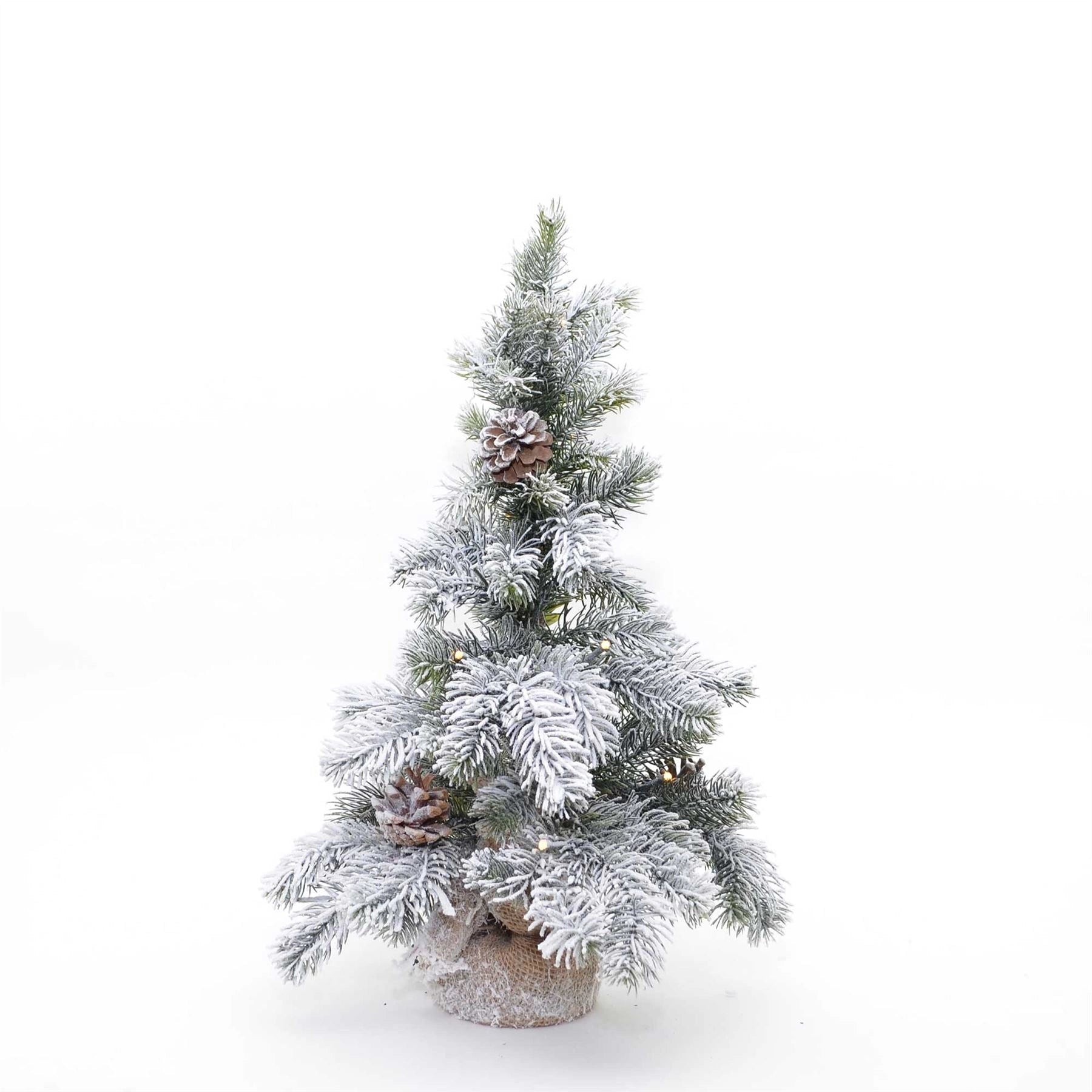 Artificial Frosted Tips Pine Pre-Lit Lights Fiber Optic Christmas Snow Tree 75cm