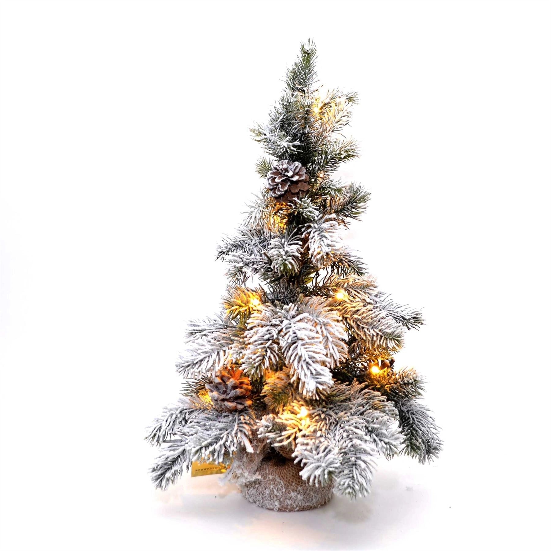 Artificial Frosted Tips Pine Pre-Lit Lights Fiber Optic Christmas Snow Tree 75cm