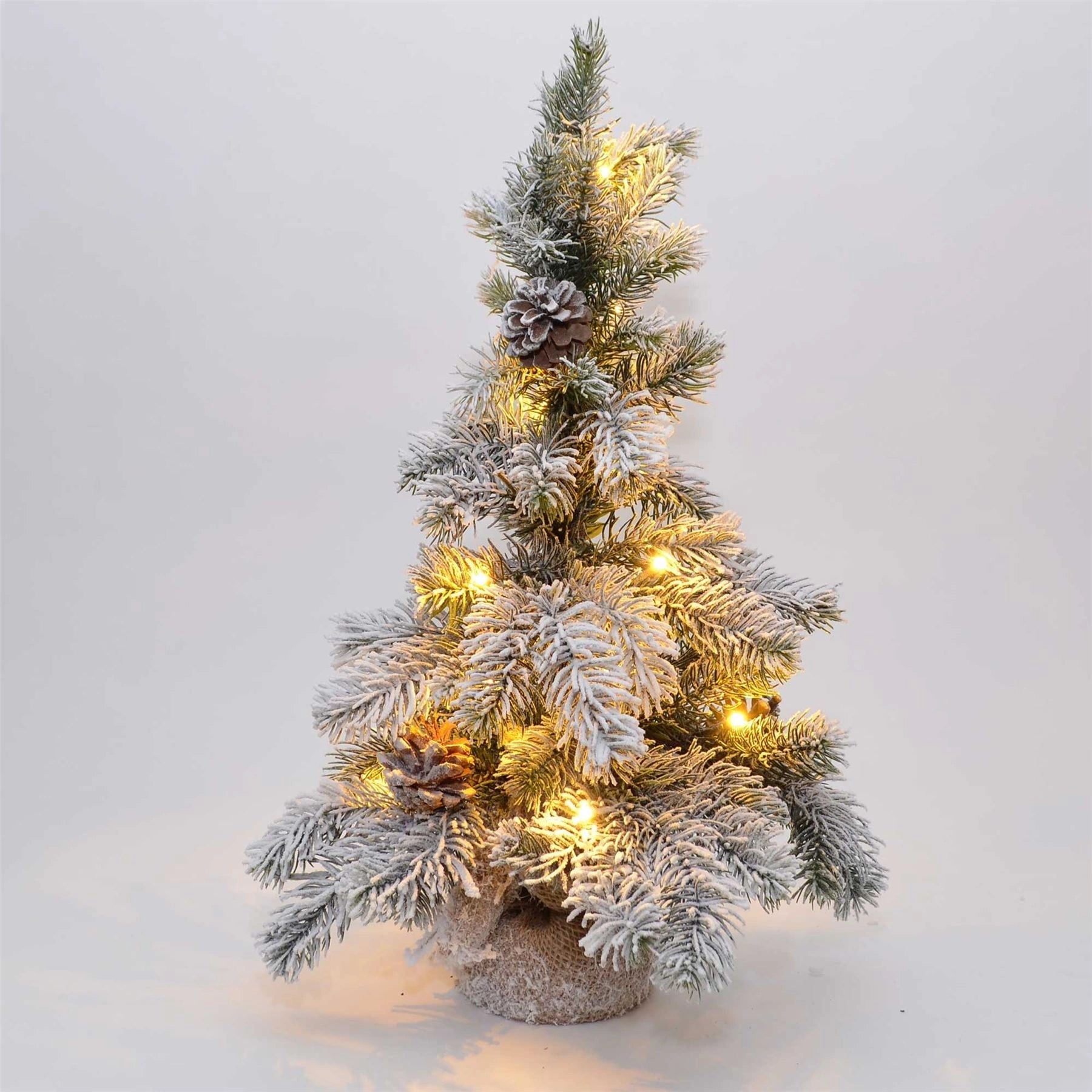 Artificial Frosted Tips Pine Pre-Lit Lights Fiber Optic Christmas Snow Tree 75cm