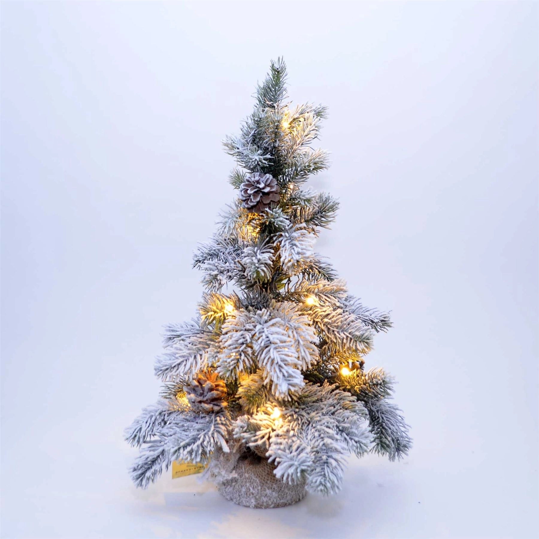 50Cm Pre Lit Novelty Christmas Tree Frosted Tips Pine Cones Xmas Decorations
