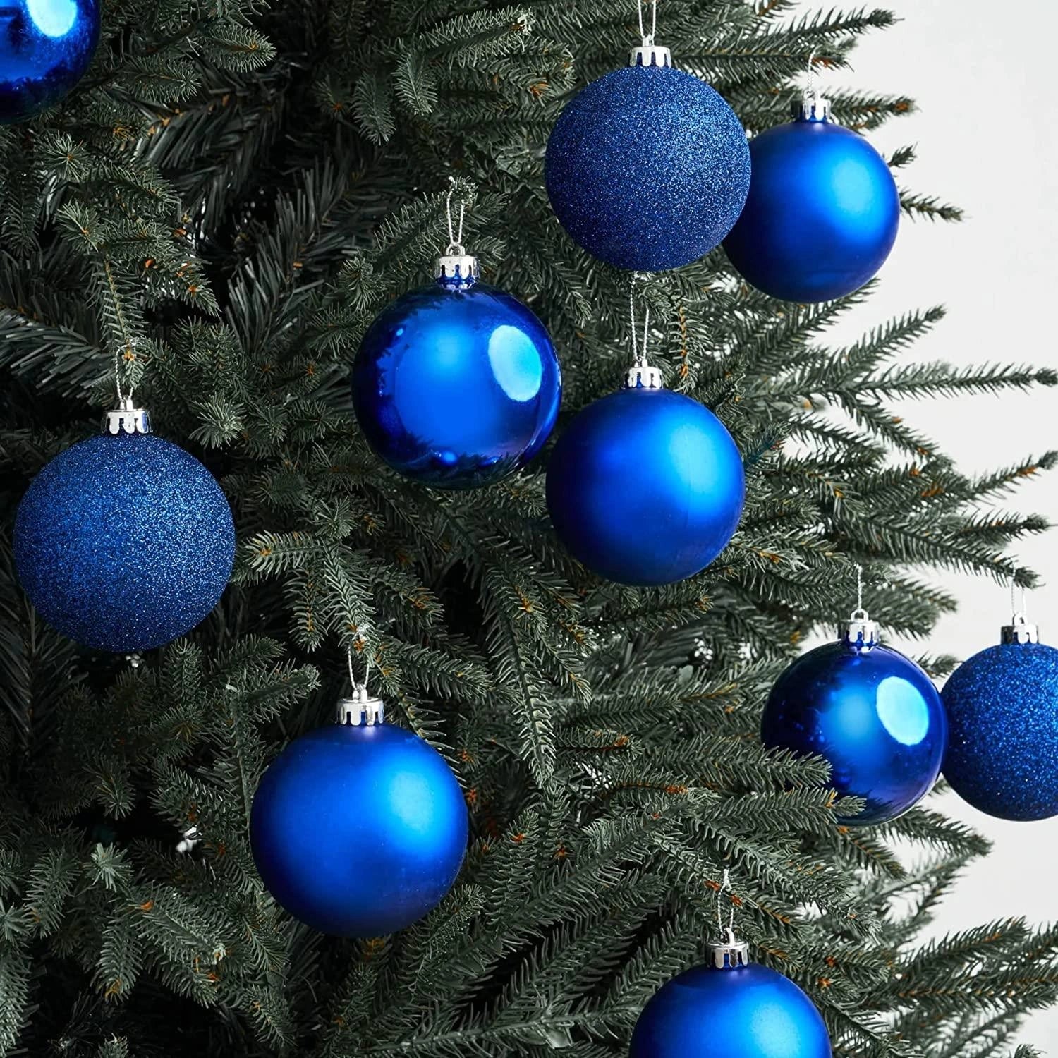 18PCS Christmas Baubles Tree Ornaments Blue Balls Xmas Hanging Decorations 50mm