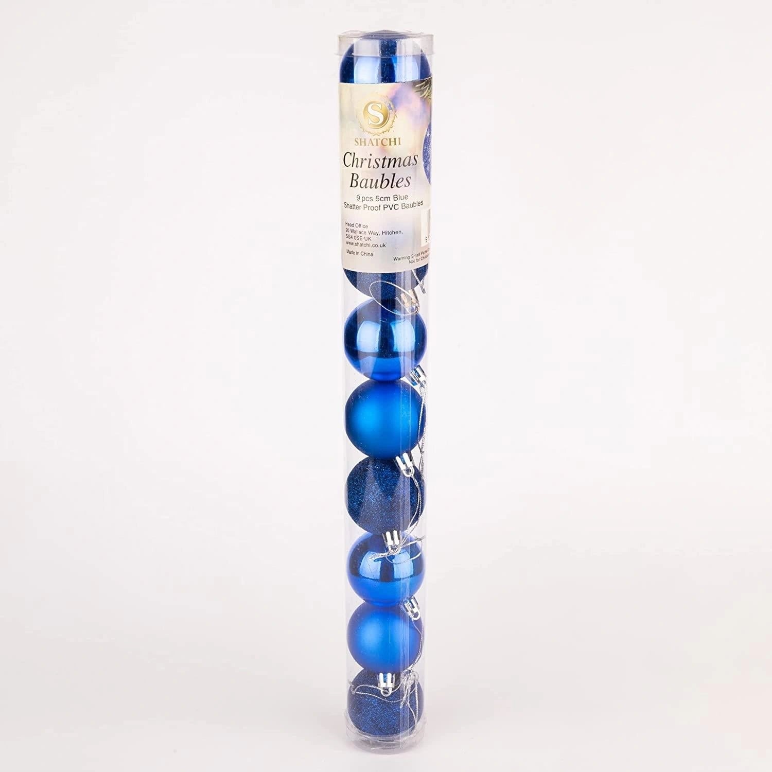 18PCS Christmas Baubles Tree Ornaments Blue Balls Xmas Hanging Decorations 50mm