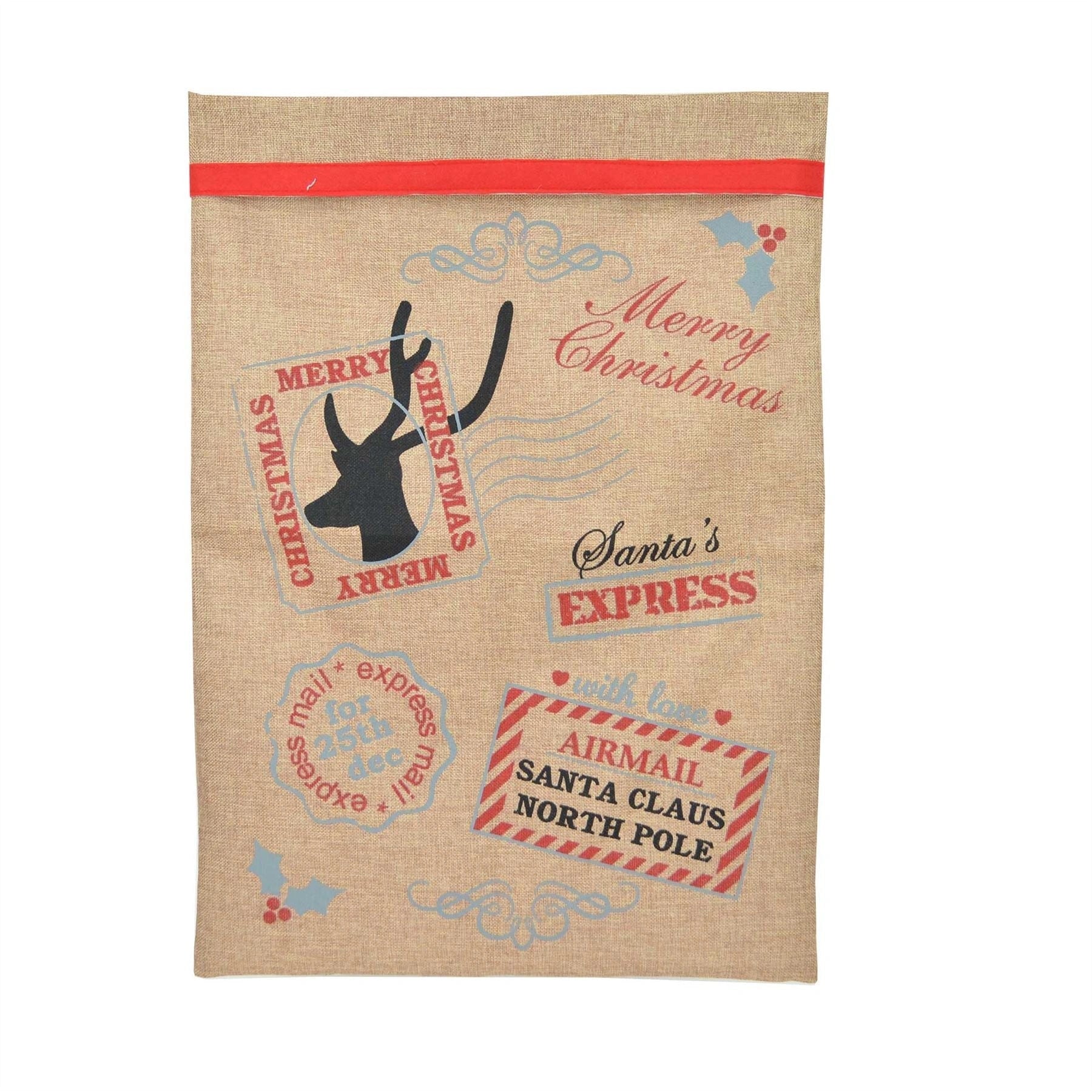 2 Santa Sack Christmas Father Hessian Stocking Large Xmas Gift Present Bag 70cm