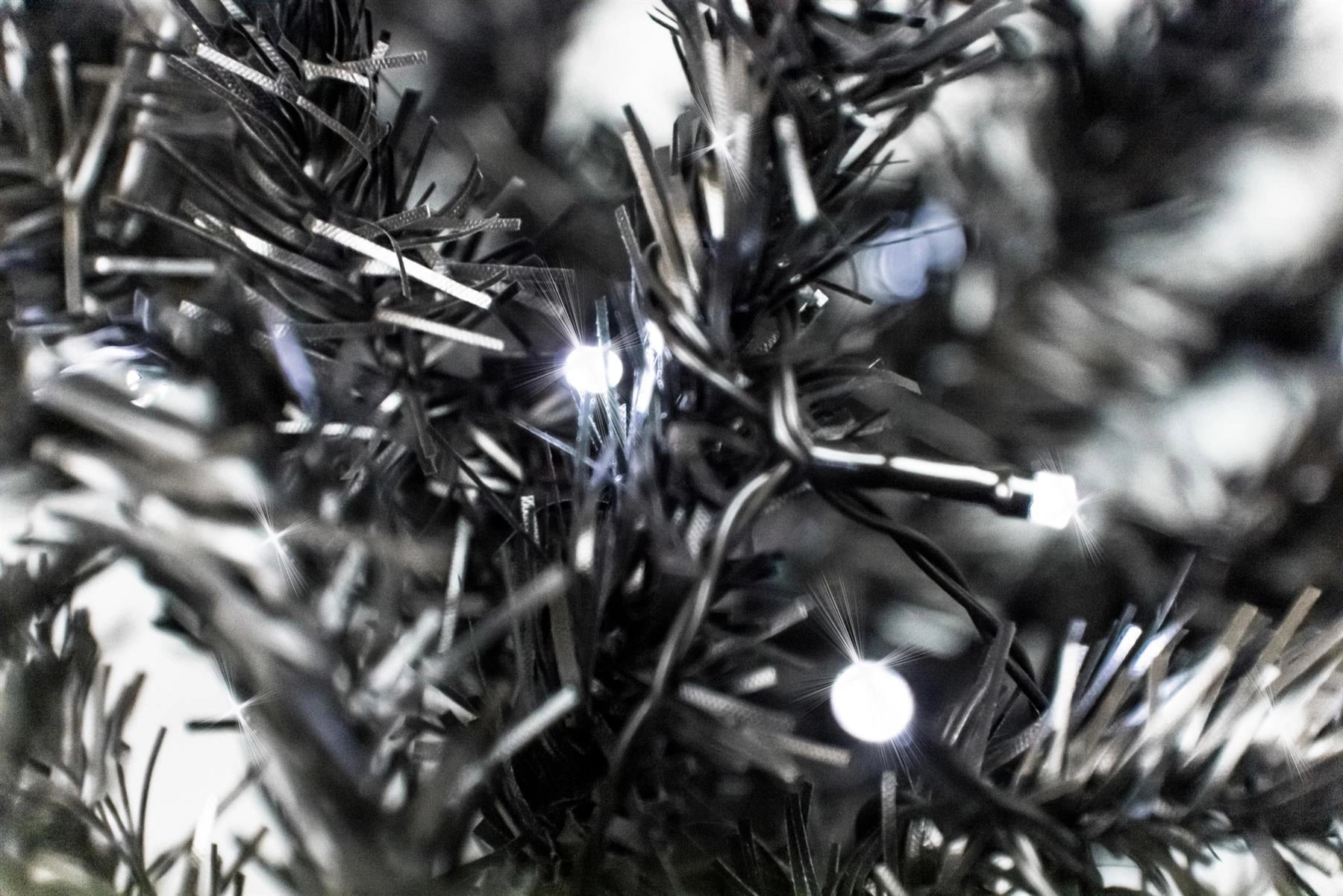 Pre-Lit Alaskan Pine Cool White Leds Black Garland 200Cm