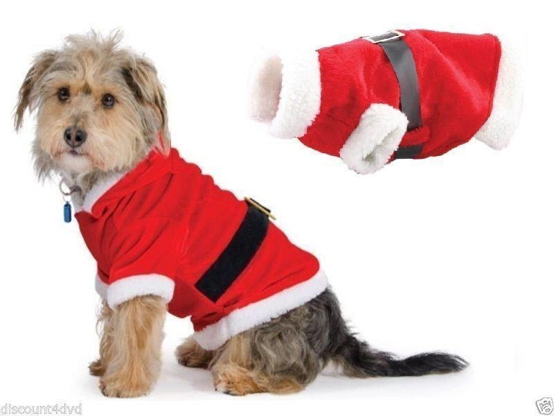 2 X Novelty Christmas Small Pet Dog Cat Santa Claus Costume Outfit Fancy Dress