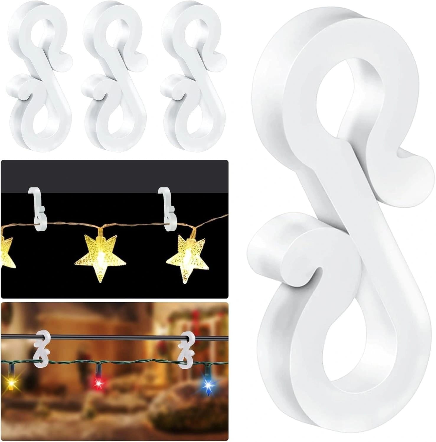 Mini Gutter Hook S Shape Christmas Fairy Light Hanger Clear Plastic Clips 108pcs