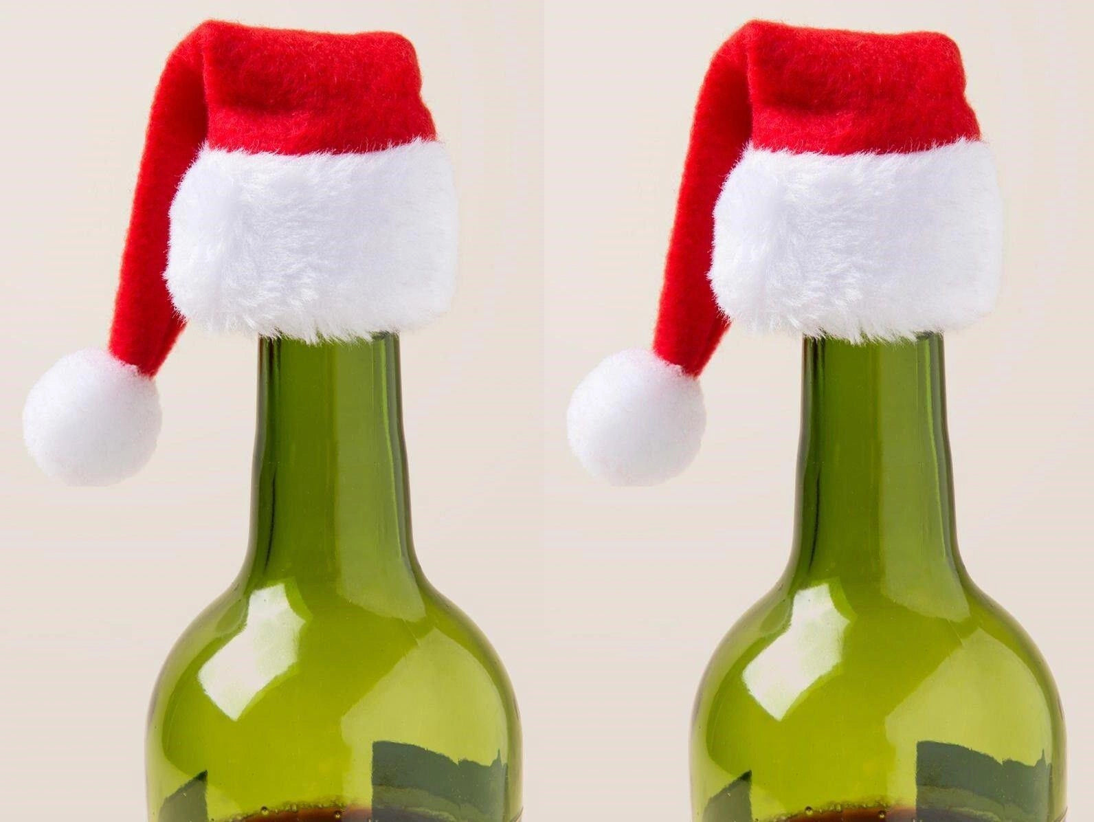 2 X Santa Hat Wine Bottle Topper Fun Novelty Festive Xmas Party Decoration