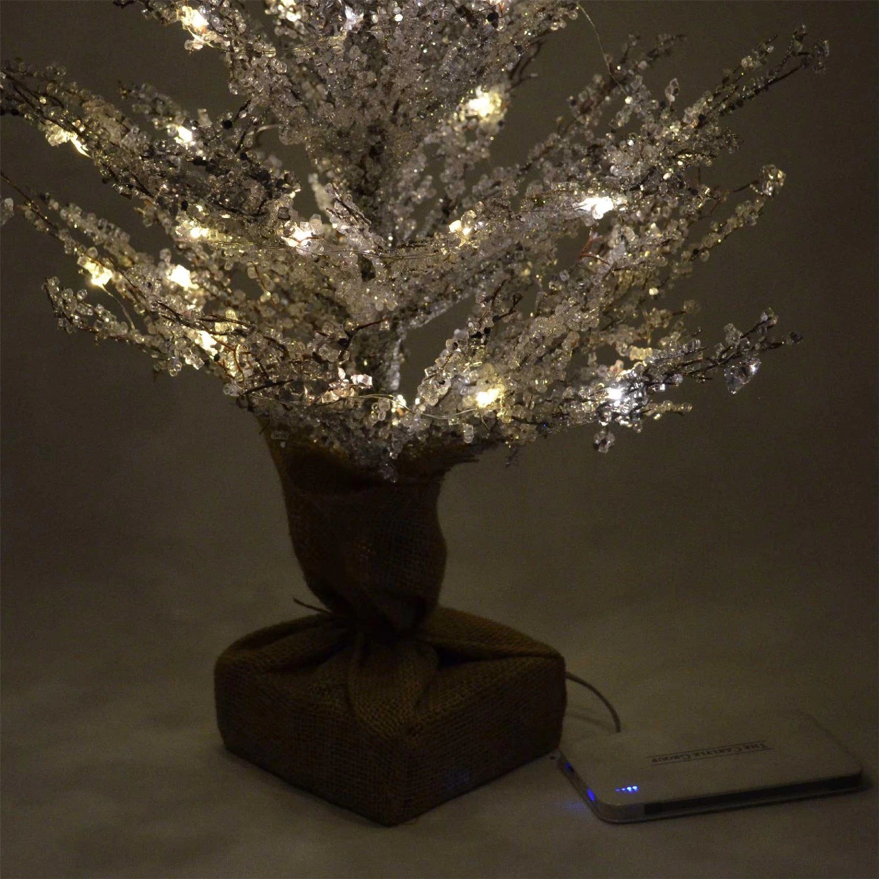 36In Pre-Lit Christmas Tree Indoor Use Battery Usb Operated Warm White Light Leafless