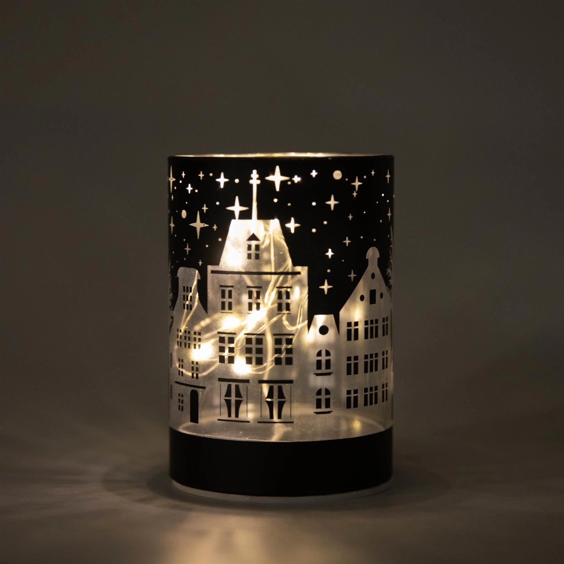 12Cm Christmas Decorated Vase Led Deep Blue Glass Vase / Village