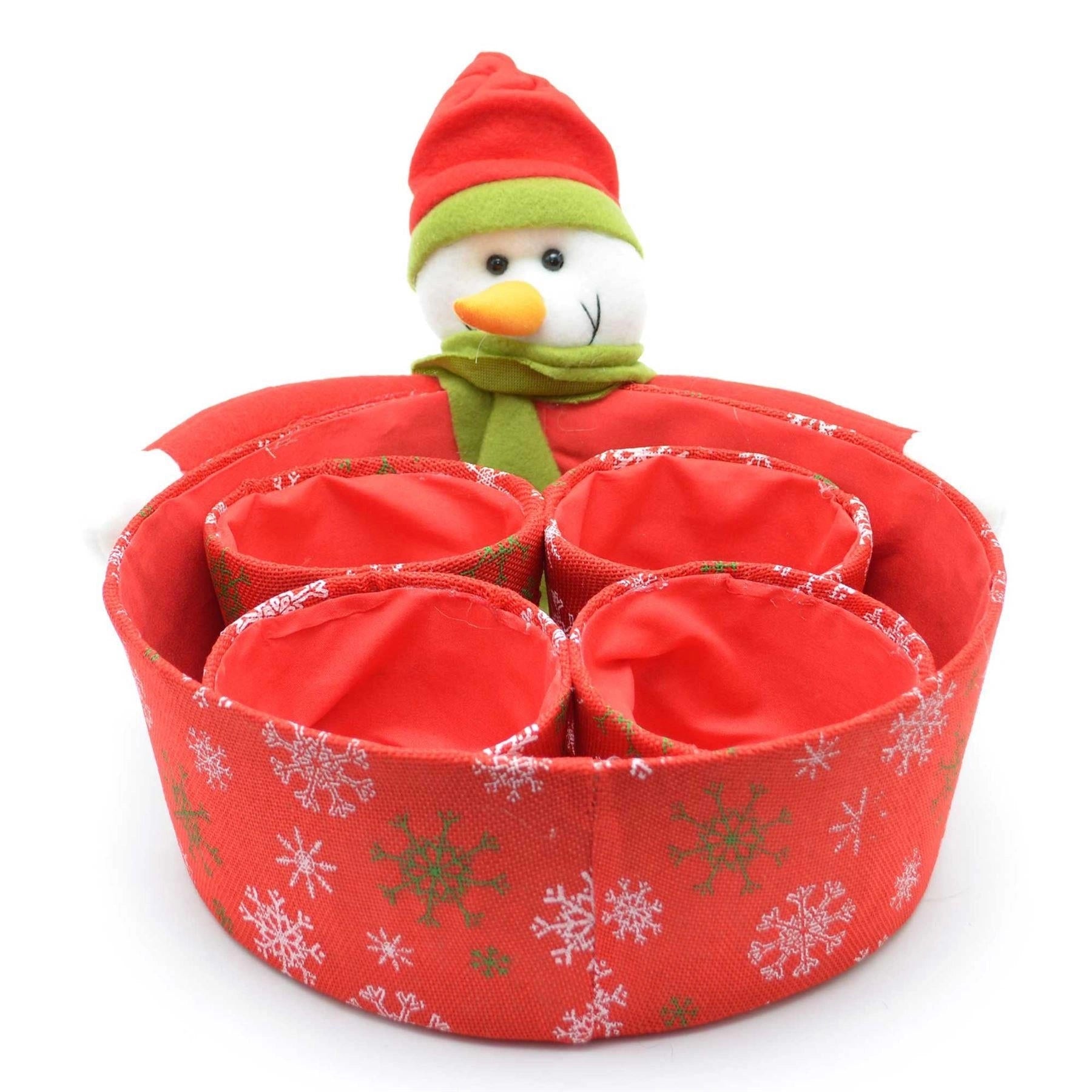 Set Of 5 Christmas Snowman Candy Sweets Storage Baskets Xmas Table Decorations