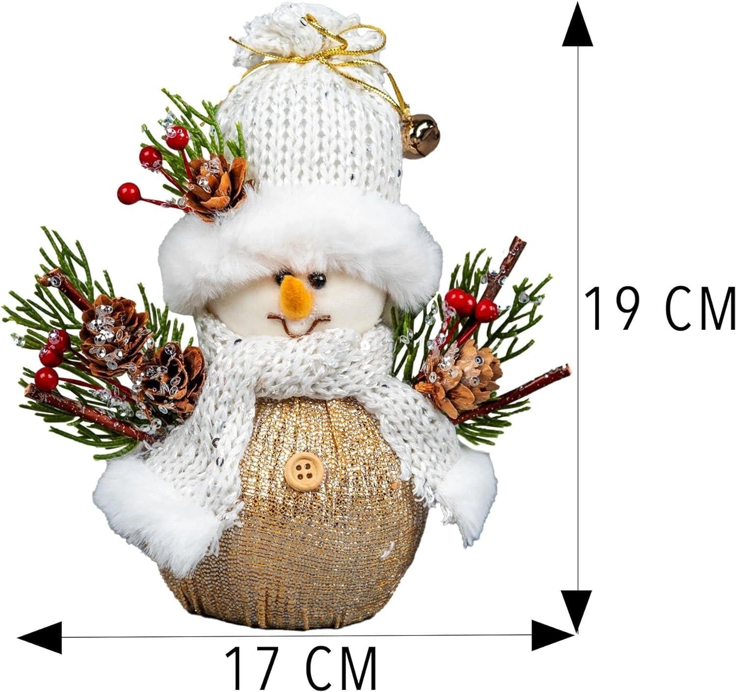 Christmas Figurine 19cm Snowman Tabletop Window Centerpiece Xmas Home Decoration