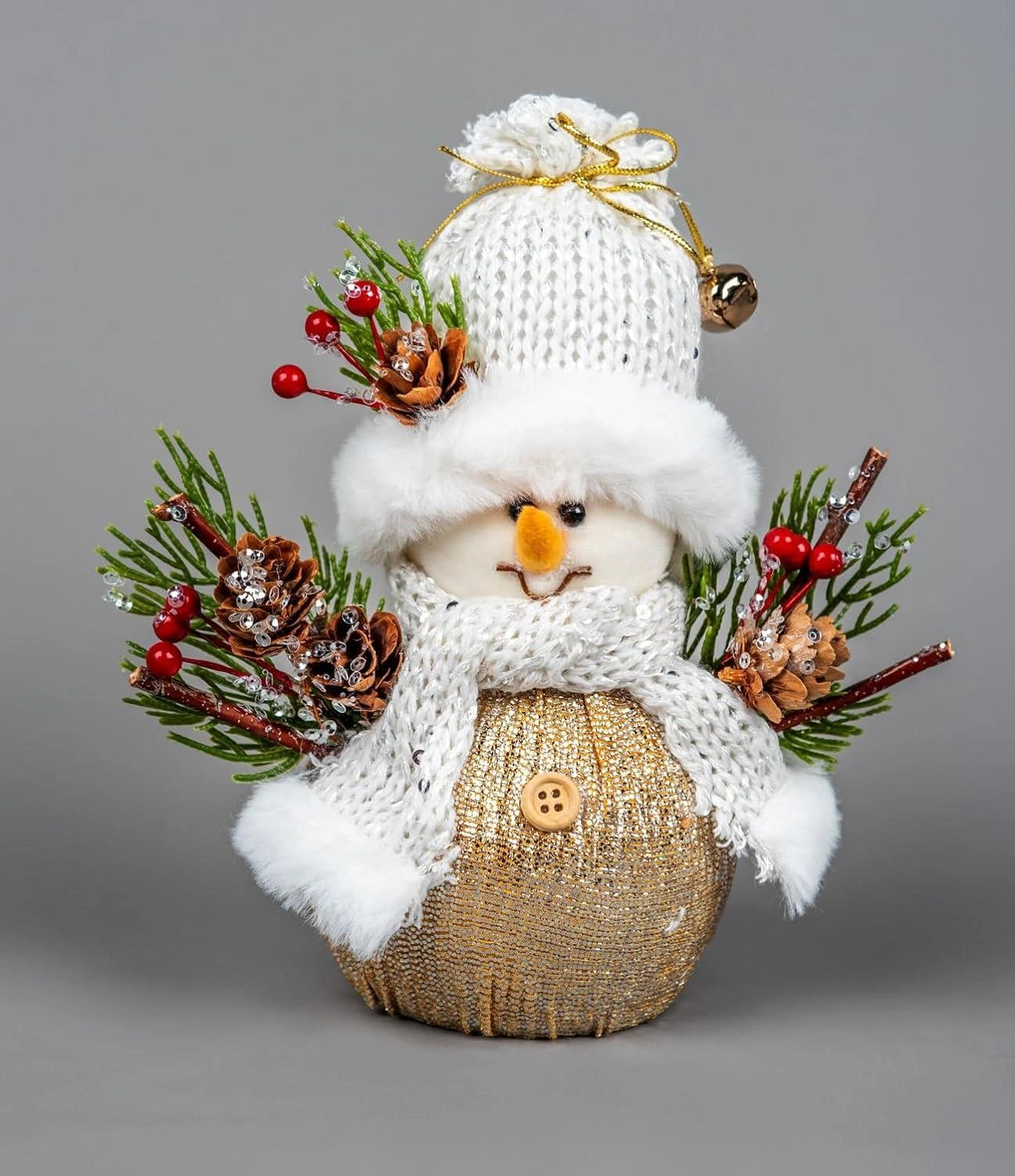 Christmas Figurine 19cm Snowman Tabletop Window Centerpiece Xmas Home Decoration